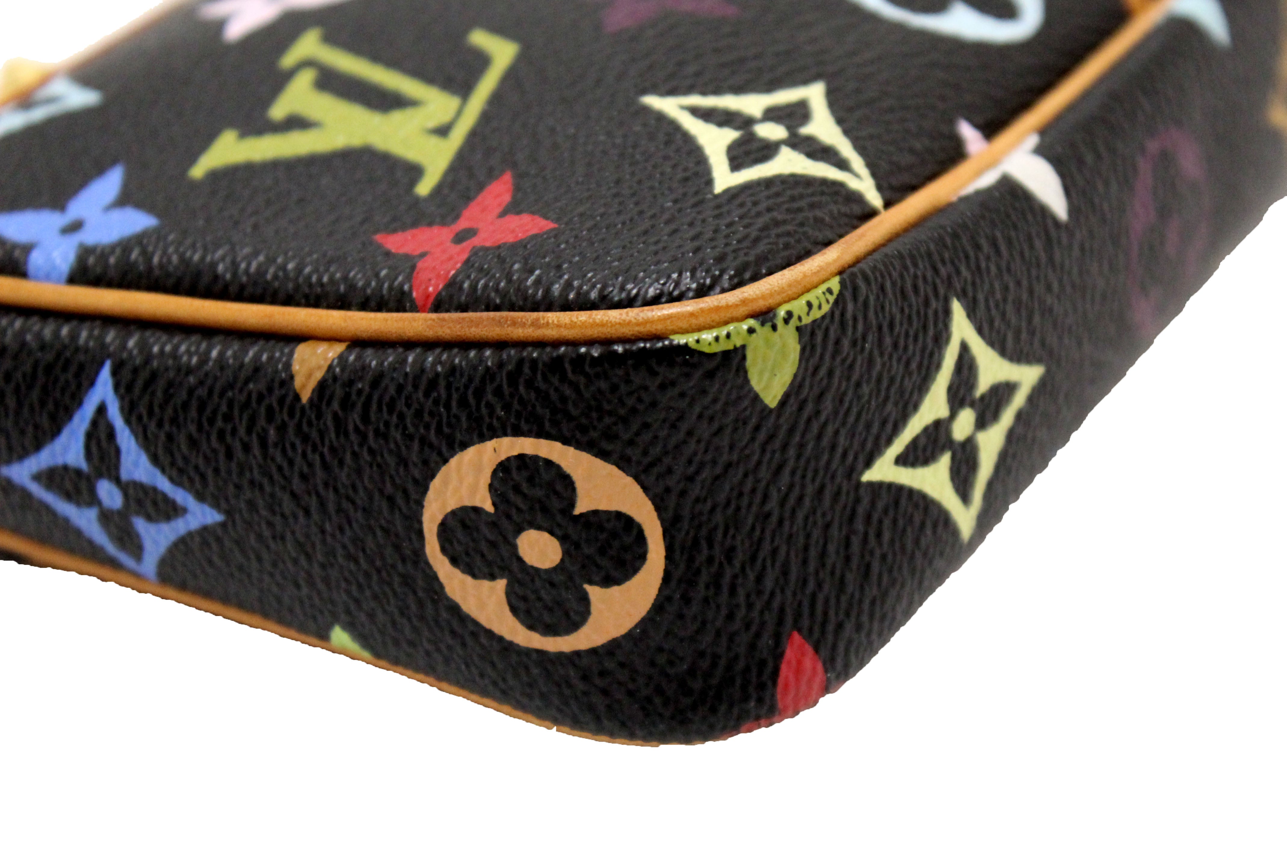 Authentic Louis Vuitton Black Multicolor Pochette Accessories Handbag