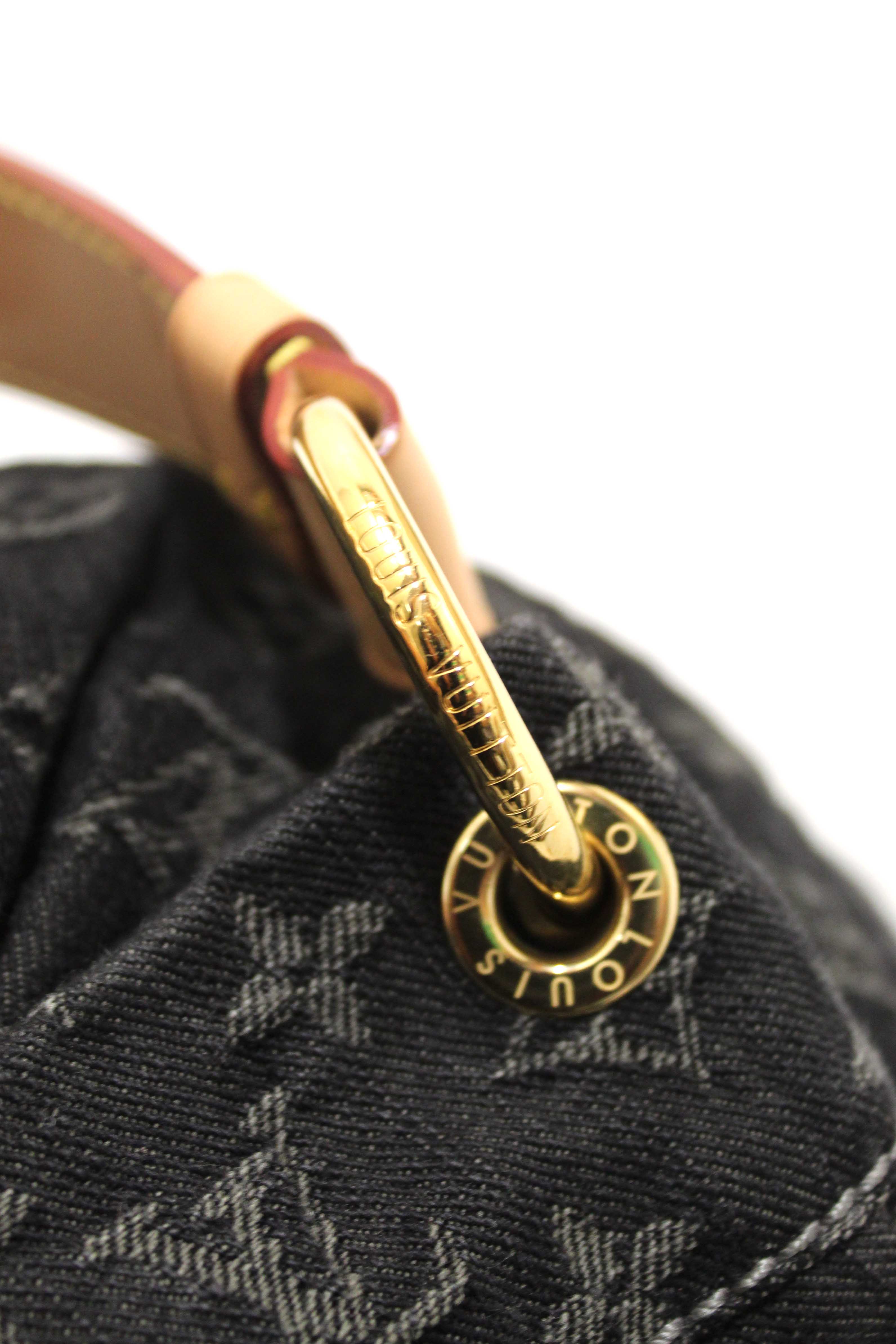 Authentic Louis Vuitton Black Monogram Denim Denim Daily PM Hobo Shoulder Bag