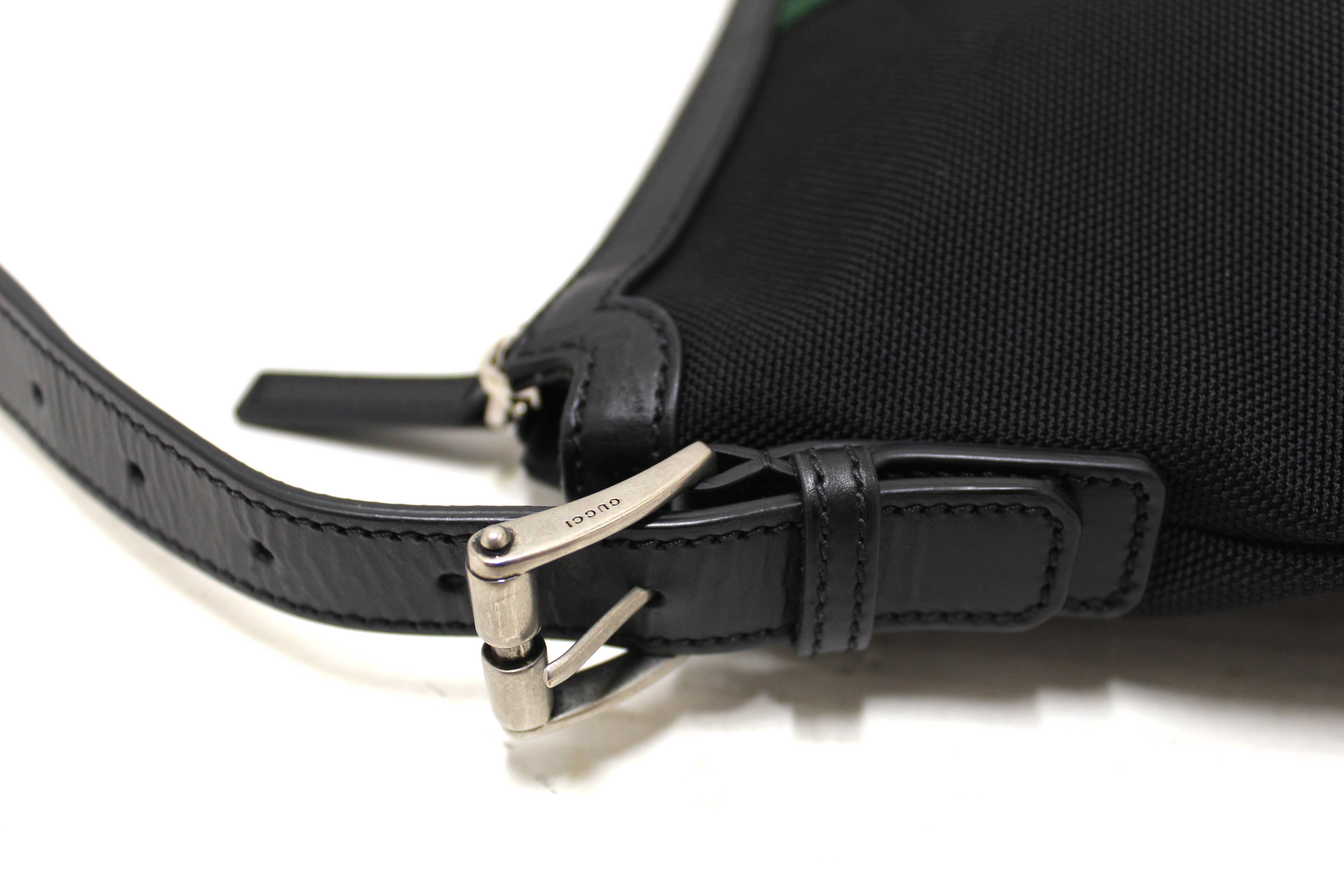 Authentic Gucci Black Techno Canvas Web Messenger Bag