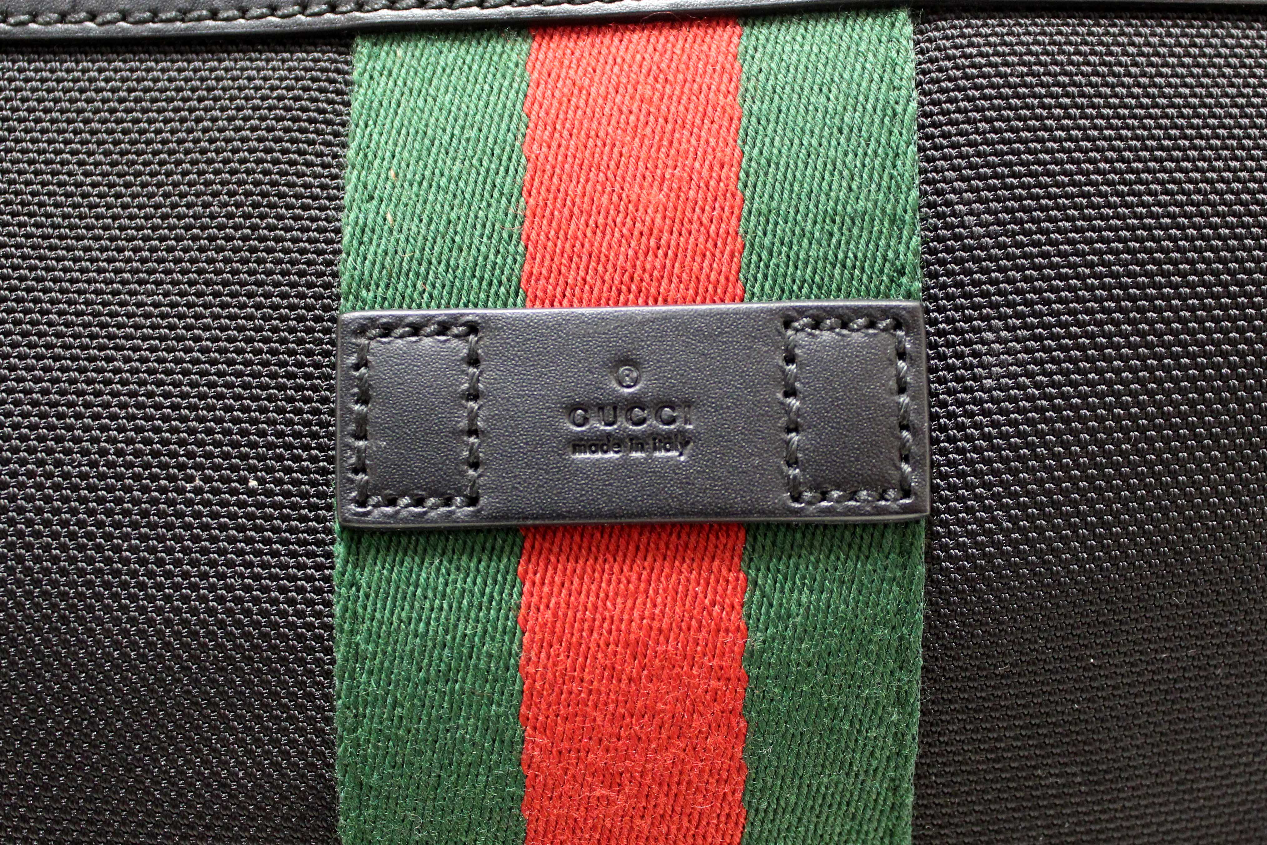 Authentic Gucci Black Techno Canvas Web Messenger Bag