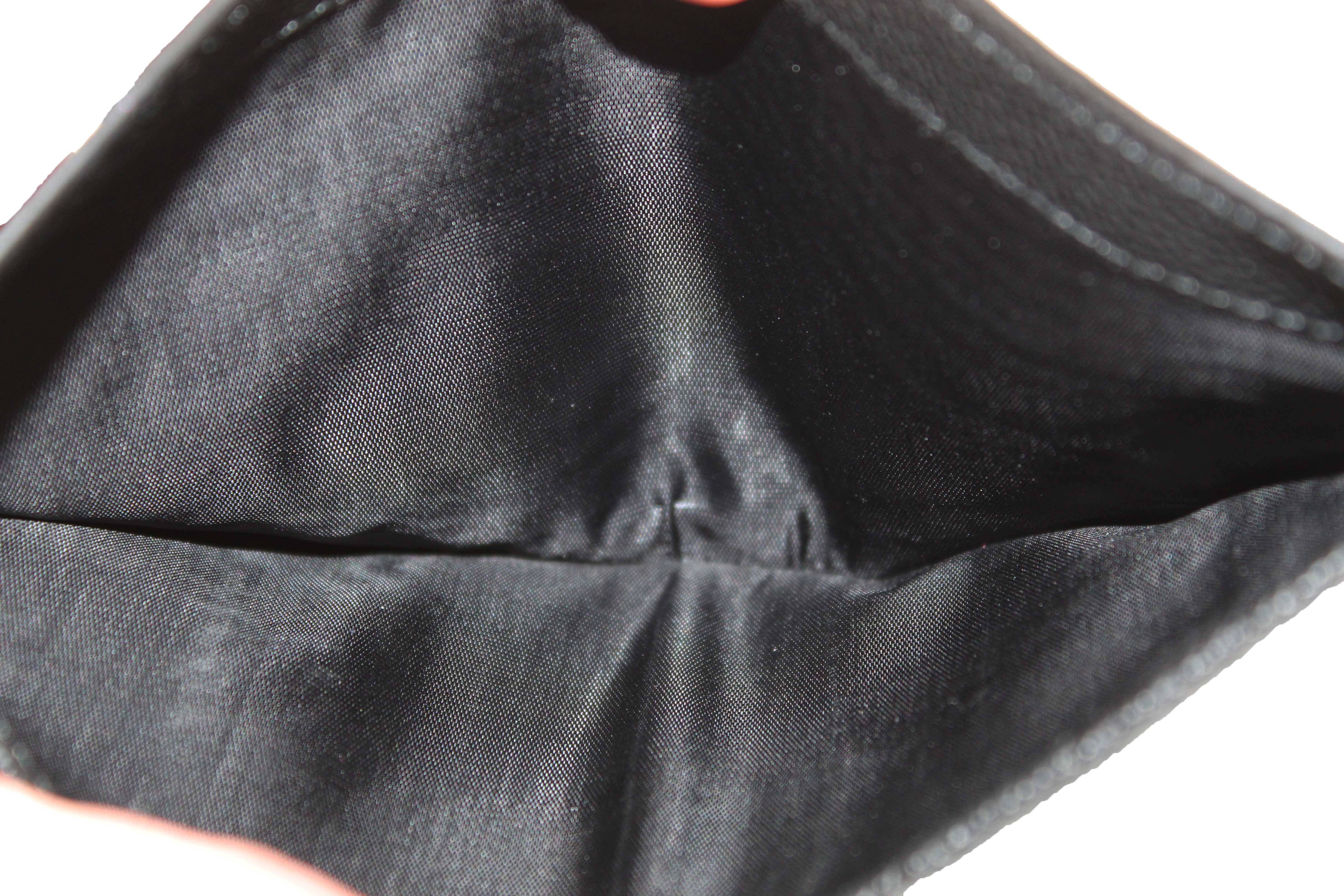Authentic New Prada Black Calfskin Micro-Grained Leather Bifold Wallet
