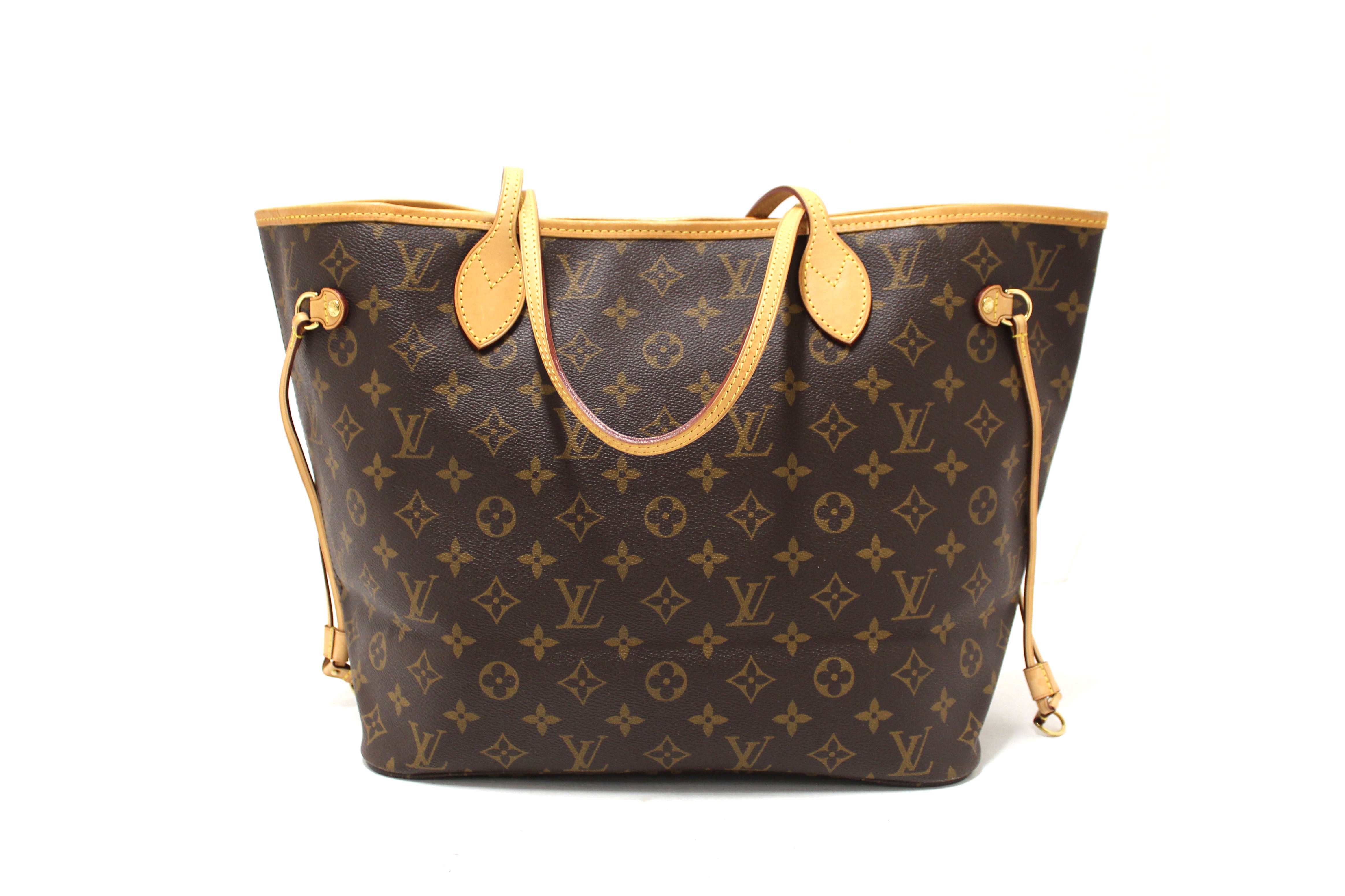 Authentic Louis Vuitton Classic Monogram with Pivoine Pink Neverfull MM Shoulder Tote Bag