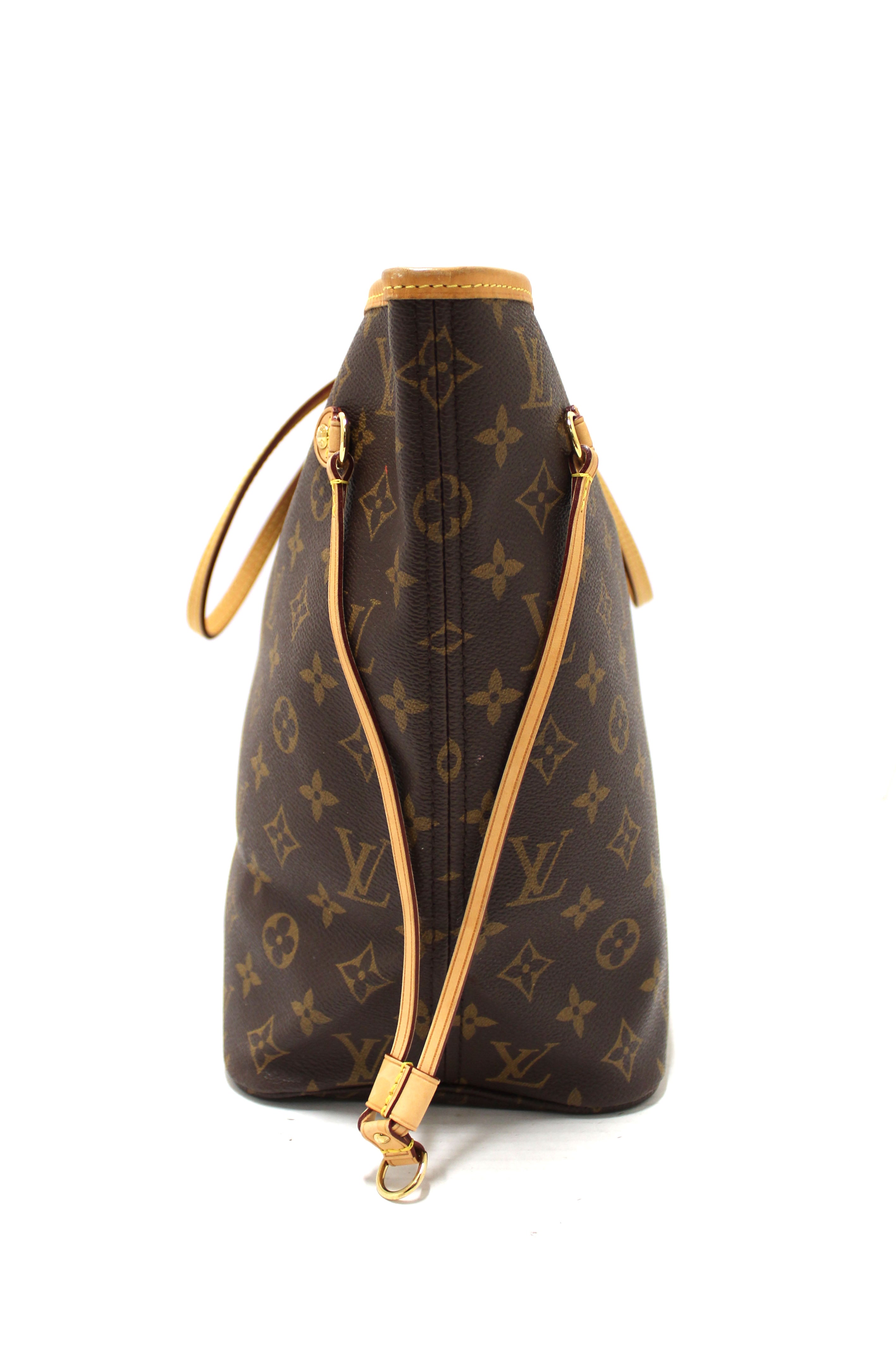 Authentic Louis Vuitton Classic Monogram with Pivoine Pink Neverfull MM Shoulder Tote Bag