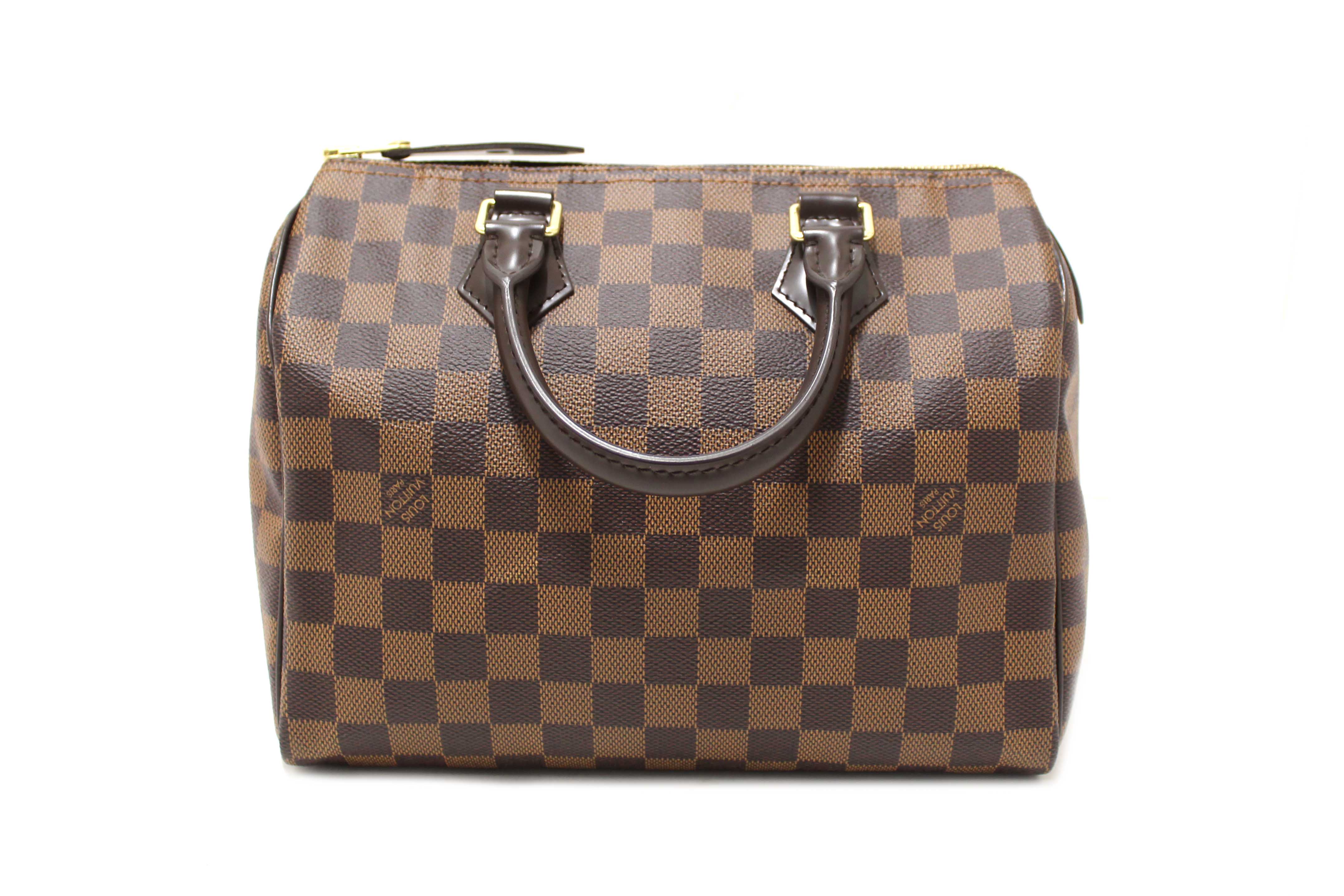Authentic Louis Vuitton Damier Ebene Speedy 25 Hand Bag