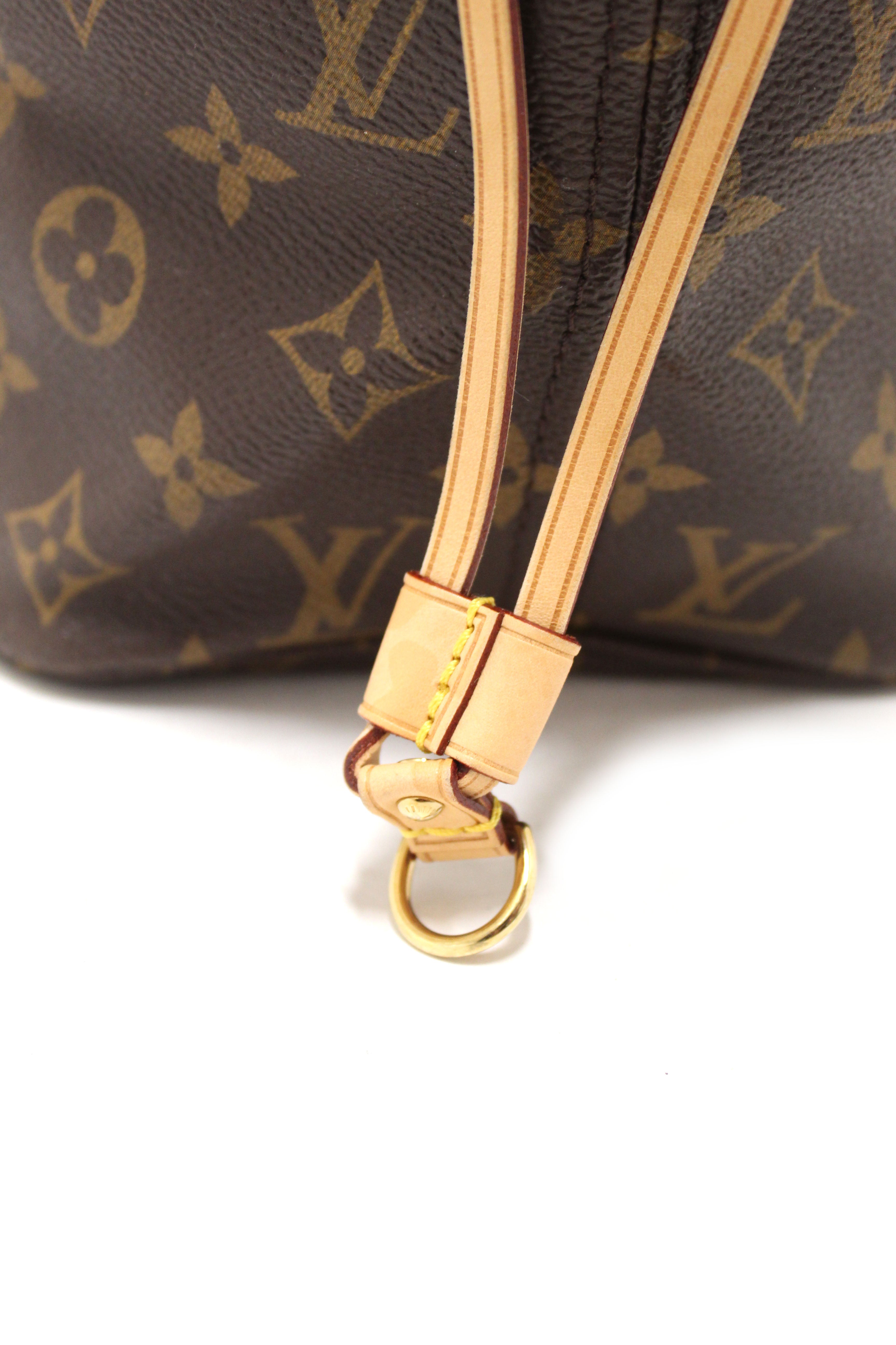 Authentic Louis Vuitton Classic Monogram with Pivoine Pink Neverfull MM Shoulder Tote Bag