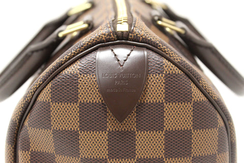 Authentic Louis Vuitton Damier Ebene Speedy 25 Hand Bag