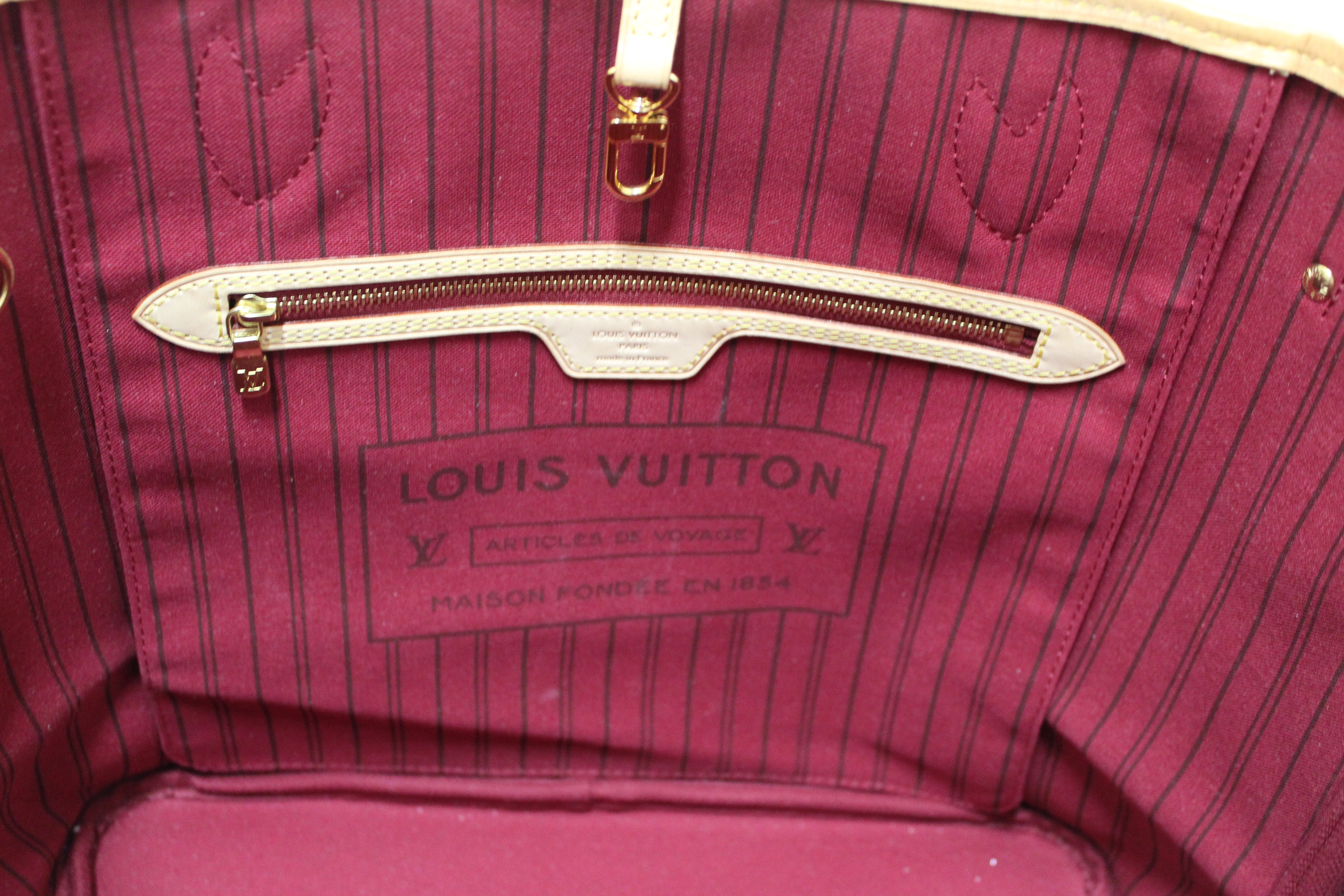 Authentic Louis Vuitton Classic Monogram with Pivoine Pink Neverfull MM Shoulder Tote Bag