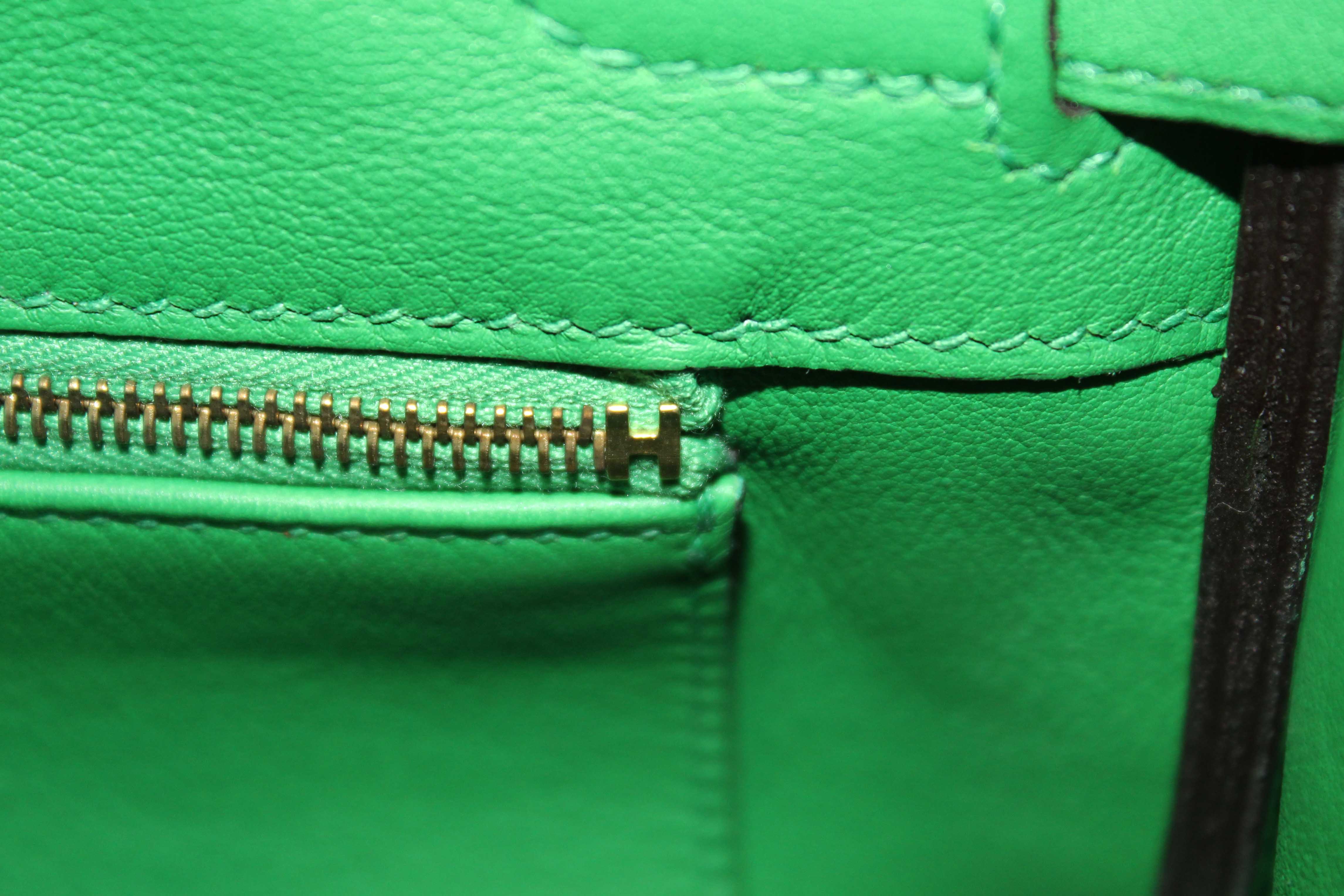 Authentic Hermes Menthe Swift Leather Gold Hardware Birkin 25 Handbag