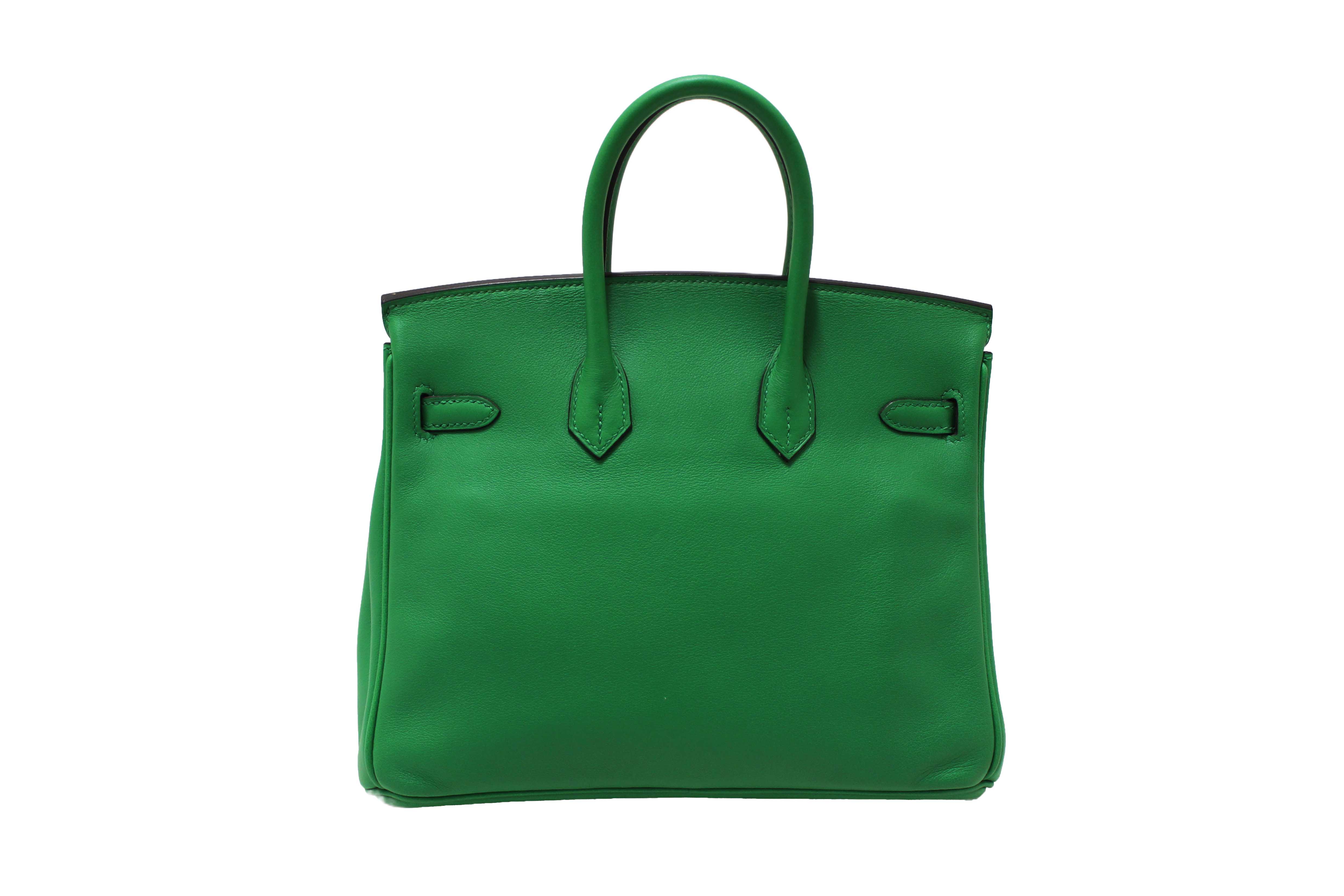 Authentic Hermes Menthe Swift Leather Gold Hardware Birkin 25 Handbag
