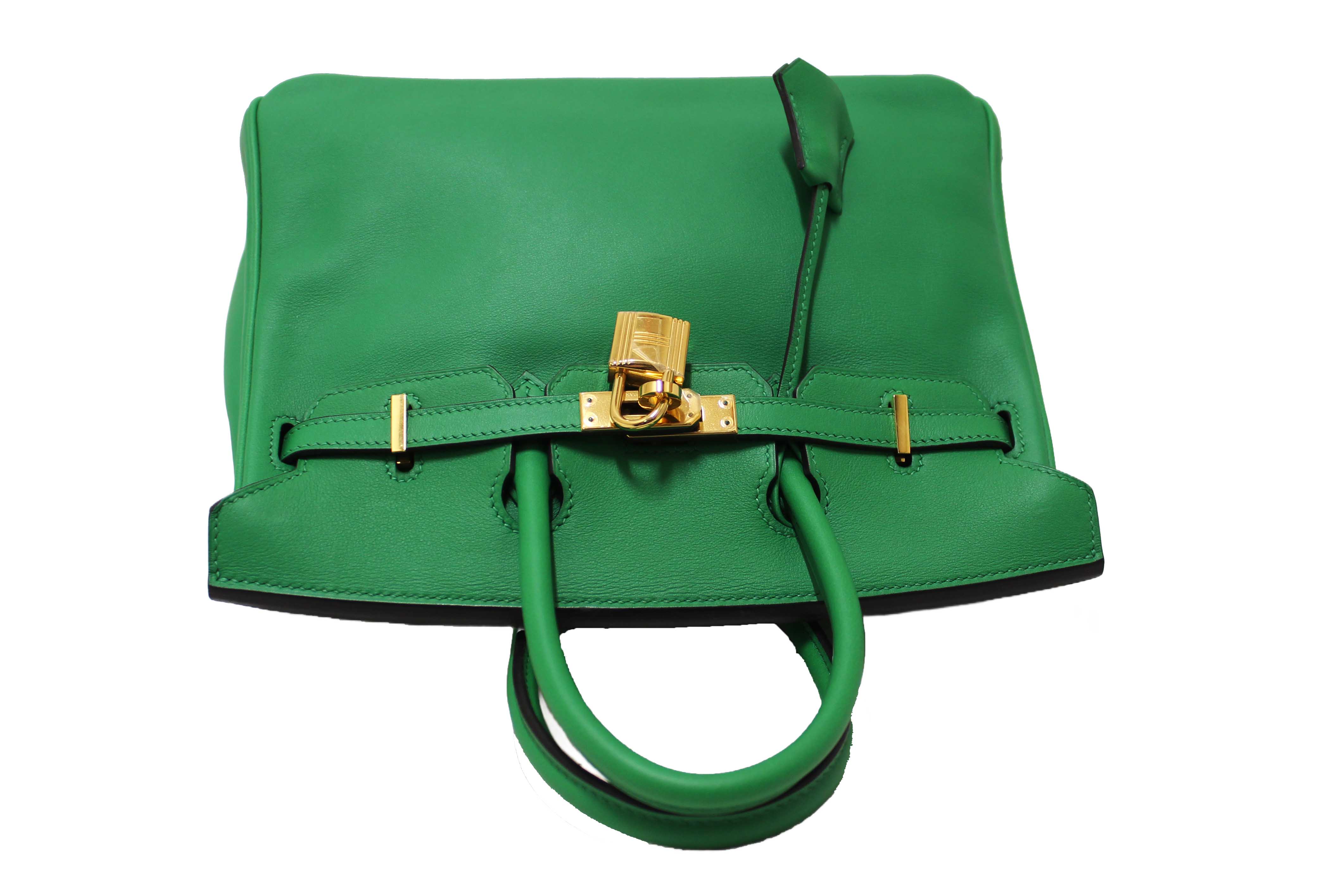 Authentic Hermes Menthe Swift Leather Gold Hardware Birkin 25 Handbag