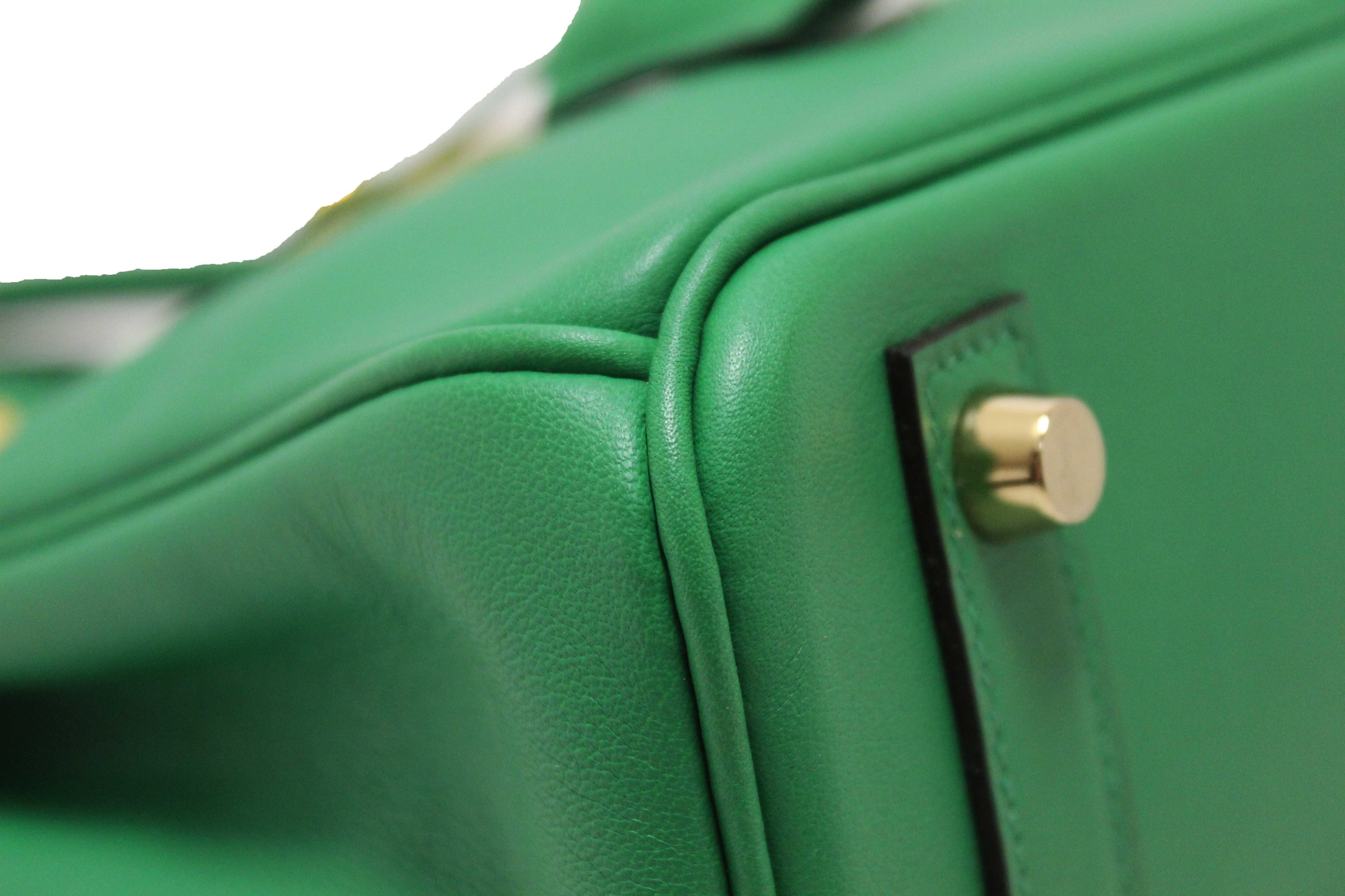 Authentic Hermes Menthe Swift Leather Gold Hardware Birkin 25 Handbag