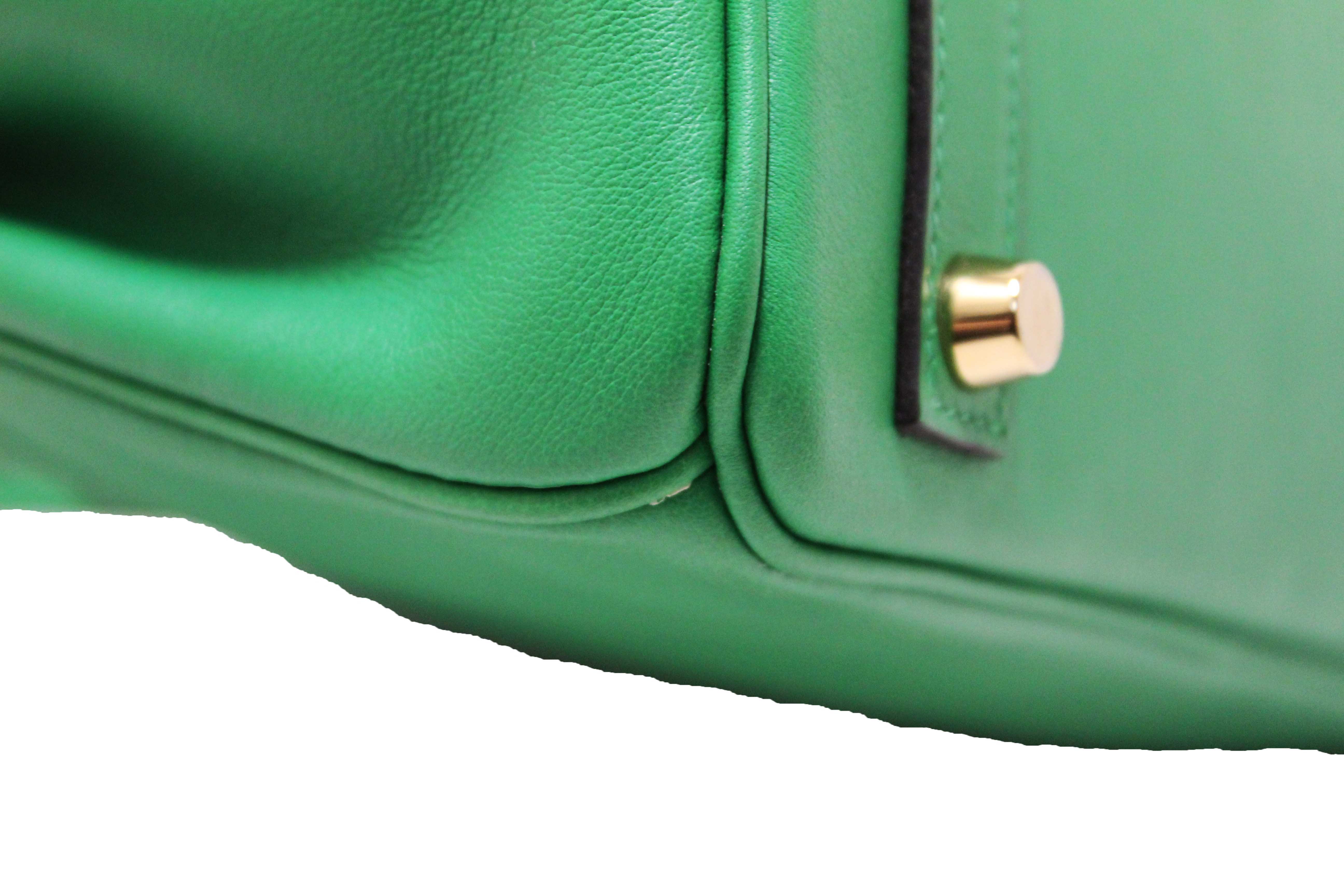 Authentic Hermes Menthe Swift Leather Gold Hardware Birkin 25 Handbag