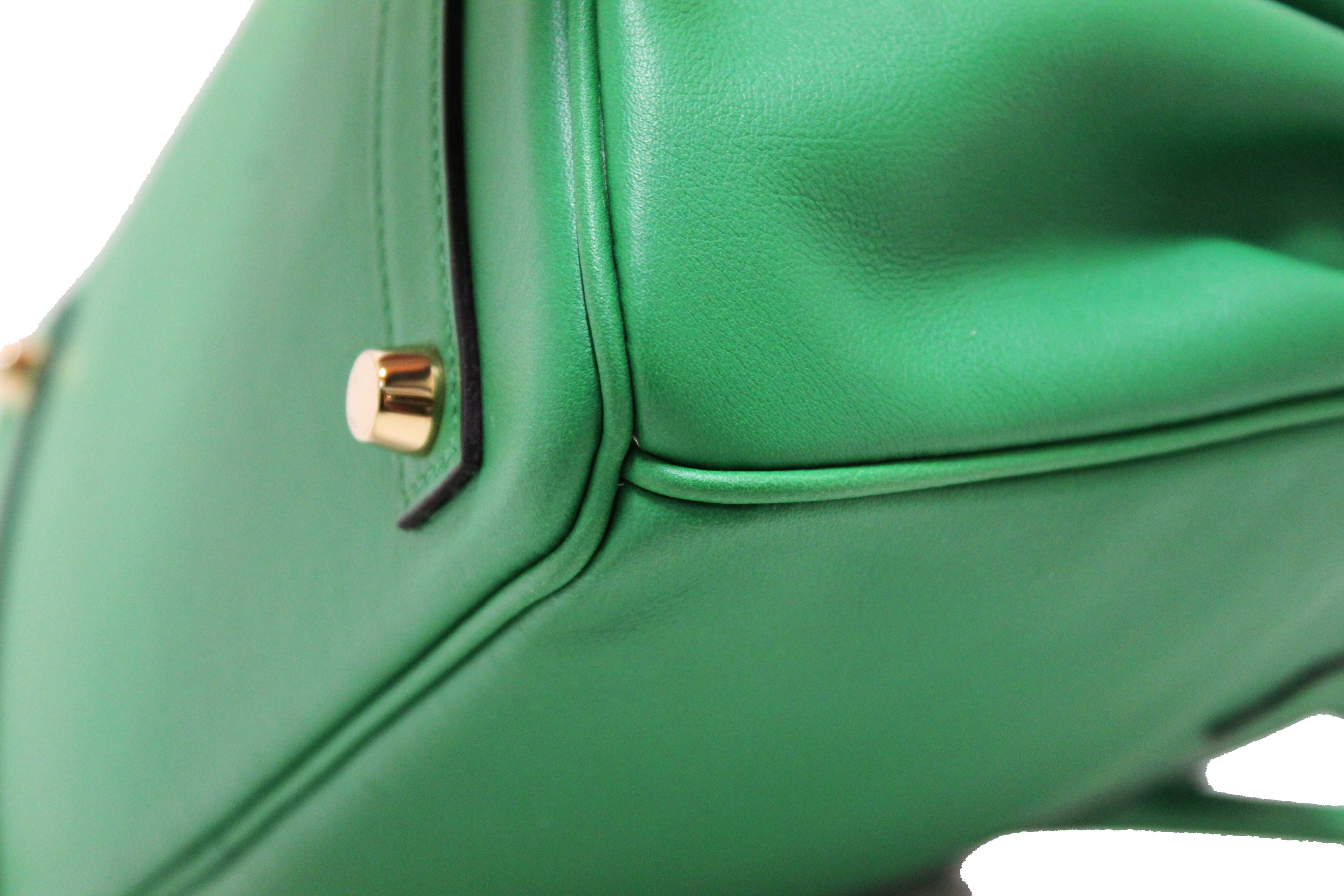 Authentic Hermes Menthe Swift Leather Gold Hardware Birkin 25 Handbag
