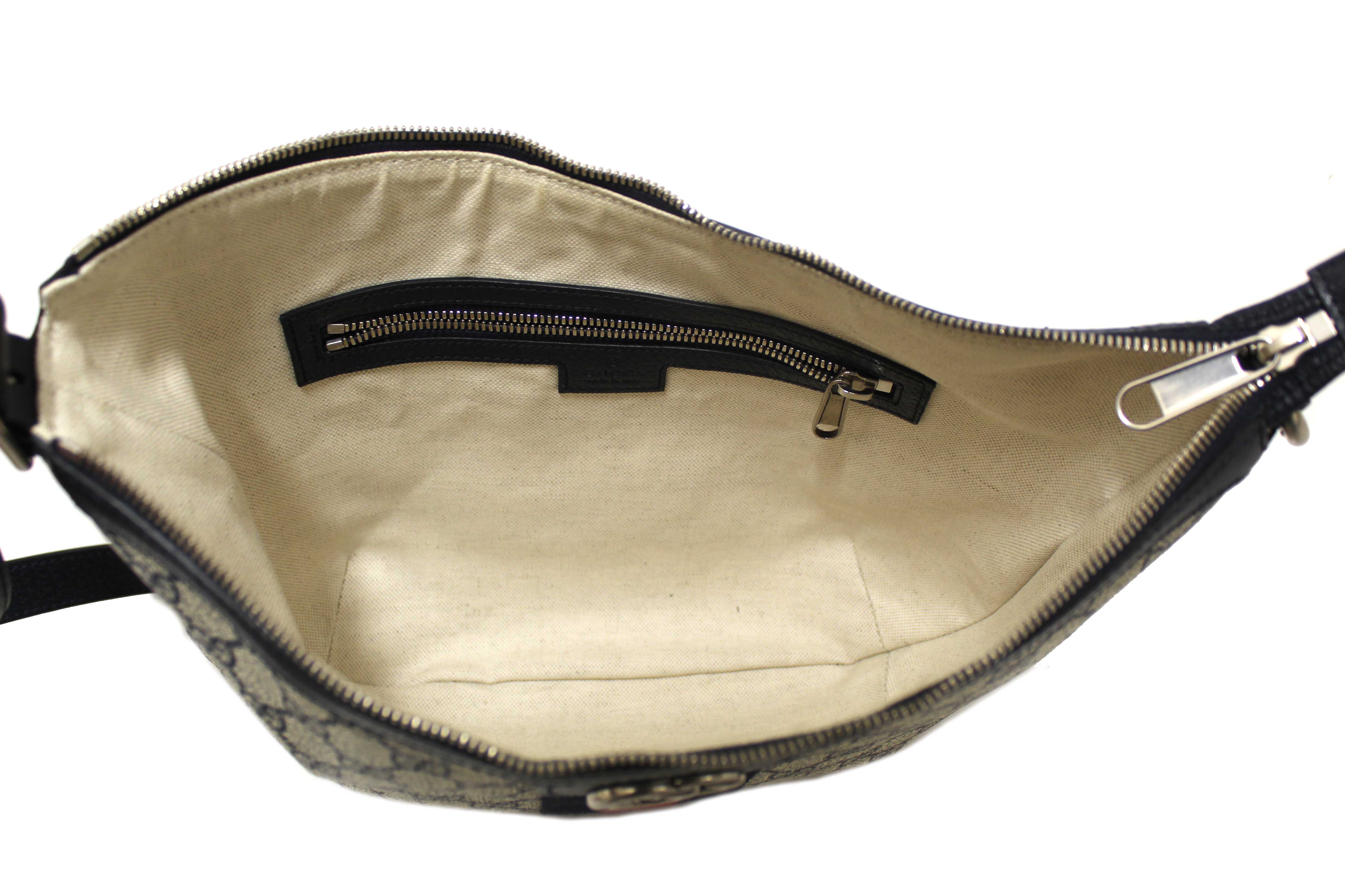 Authentic Gucci Blue GG Supreme Ophidia Medium Half-Moon Shoulder Bag