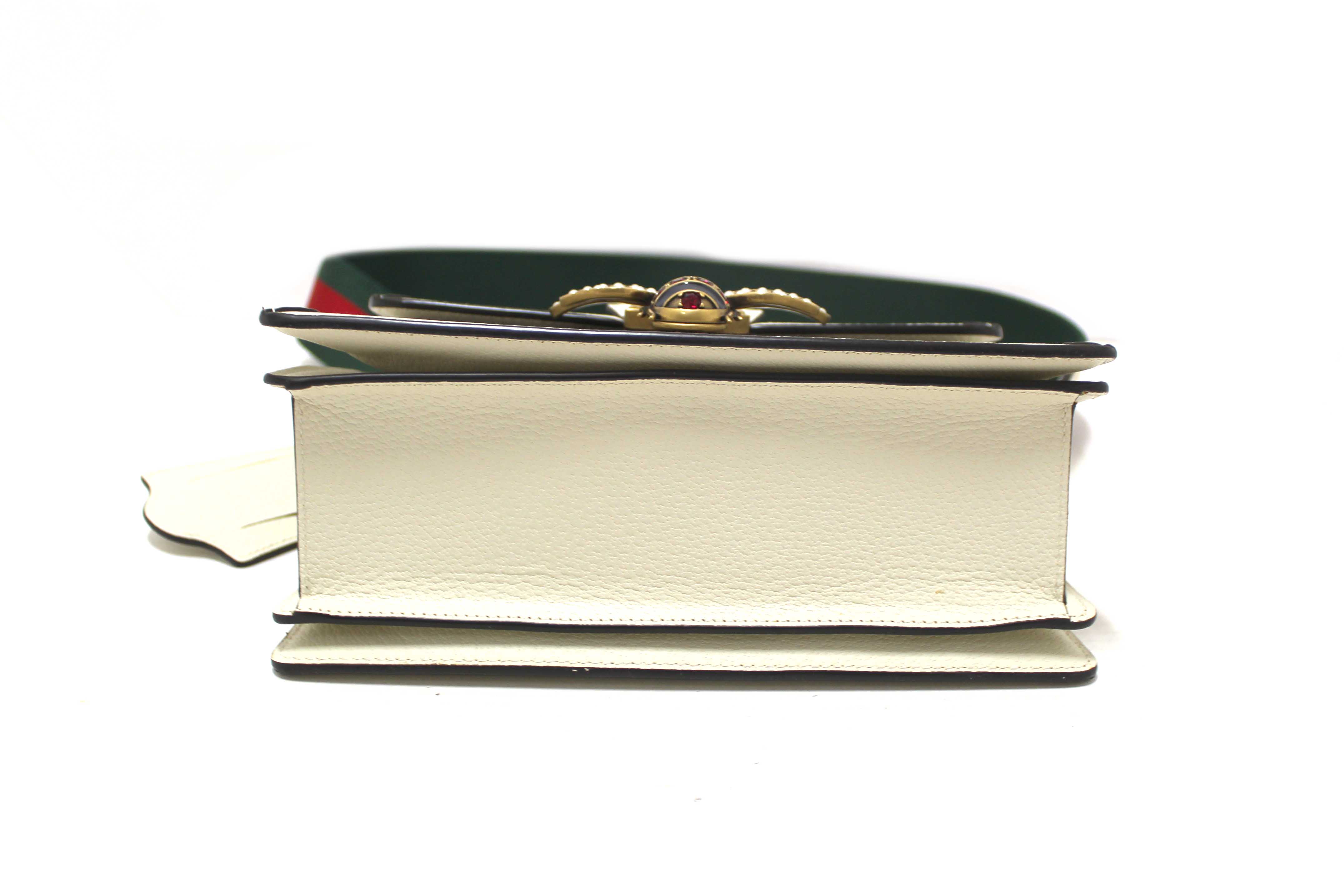 Authentic Gucci White GG Supreme Small Queen Margaret Top Handle Bag