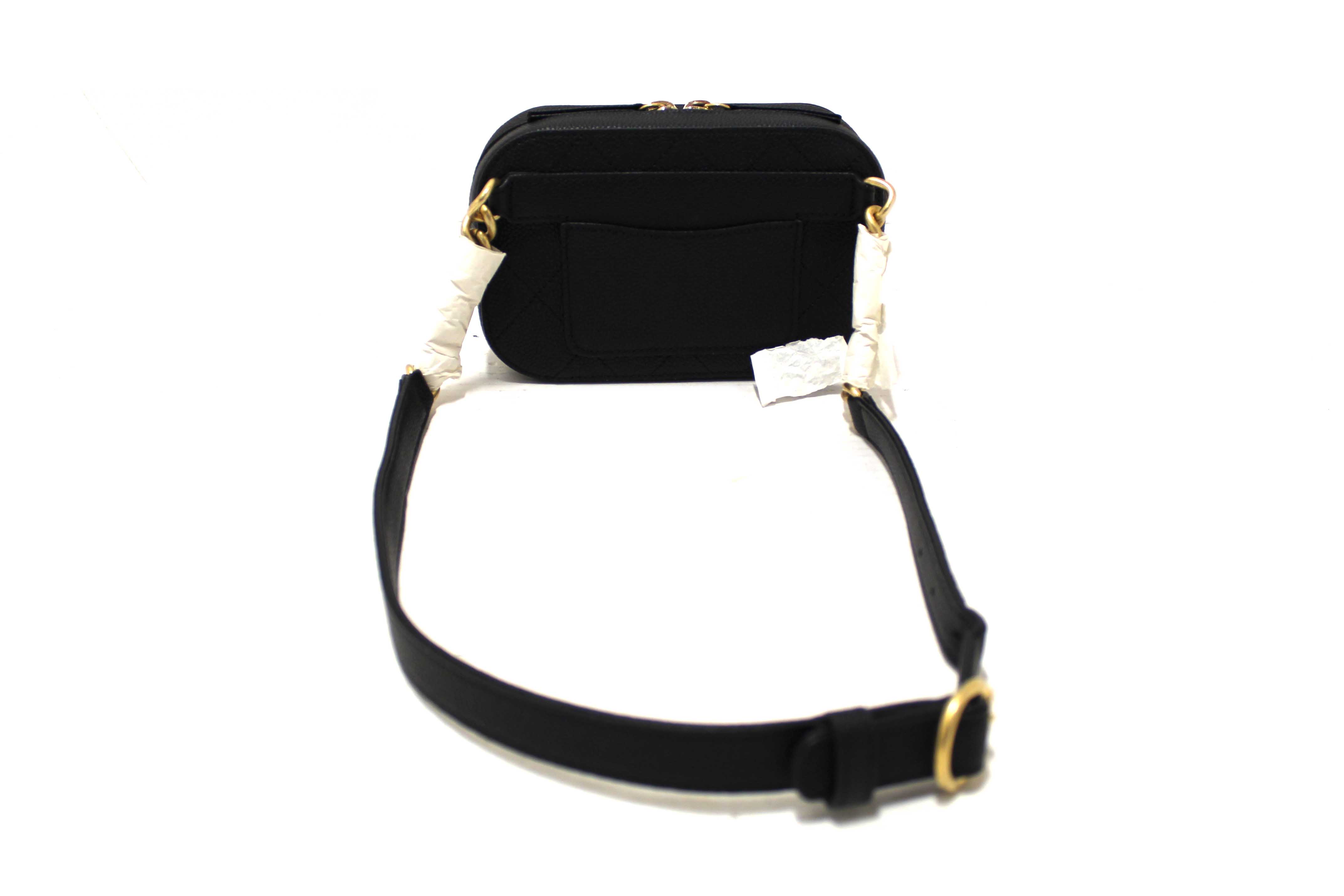 Authentic Chanel Black Quilted Caviar Leather Chic Affinity Waist bag