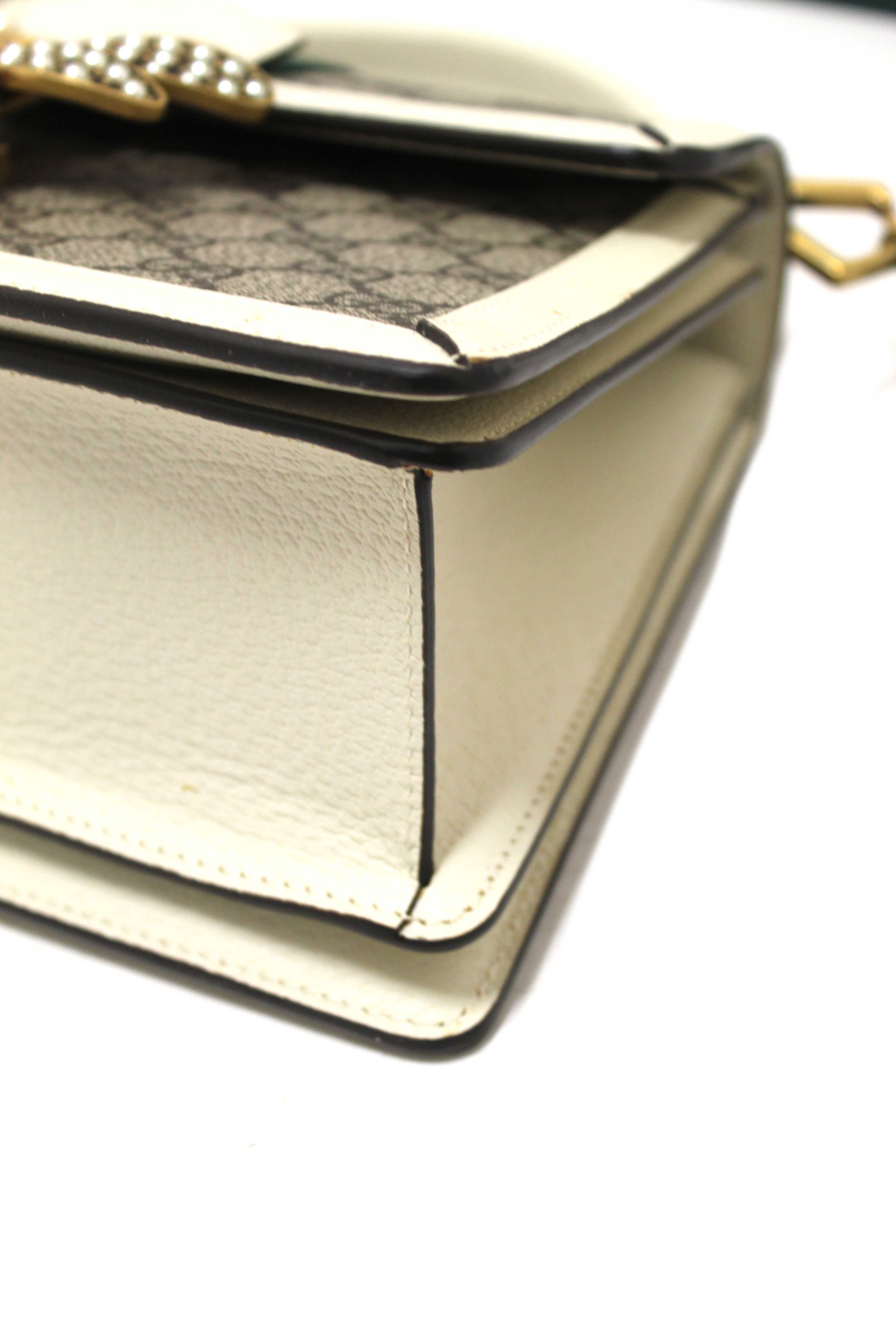 Authentic Gucci White GG Supreme Small Queen Margaret Top Handle Bag