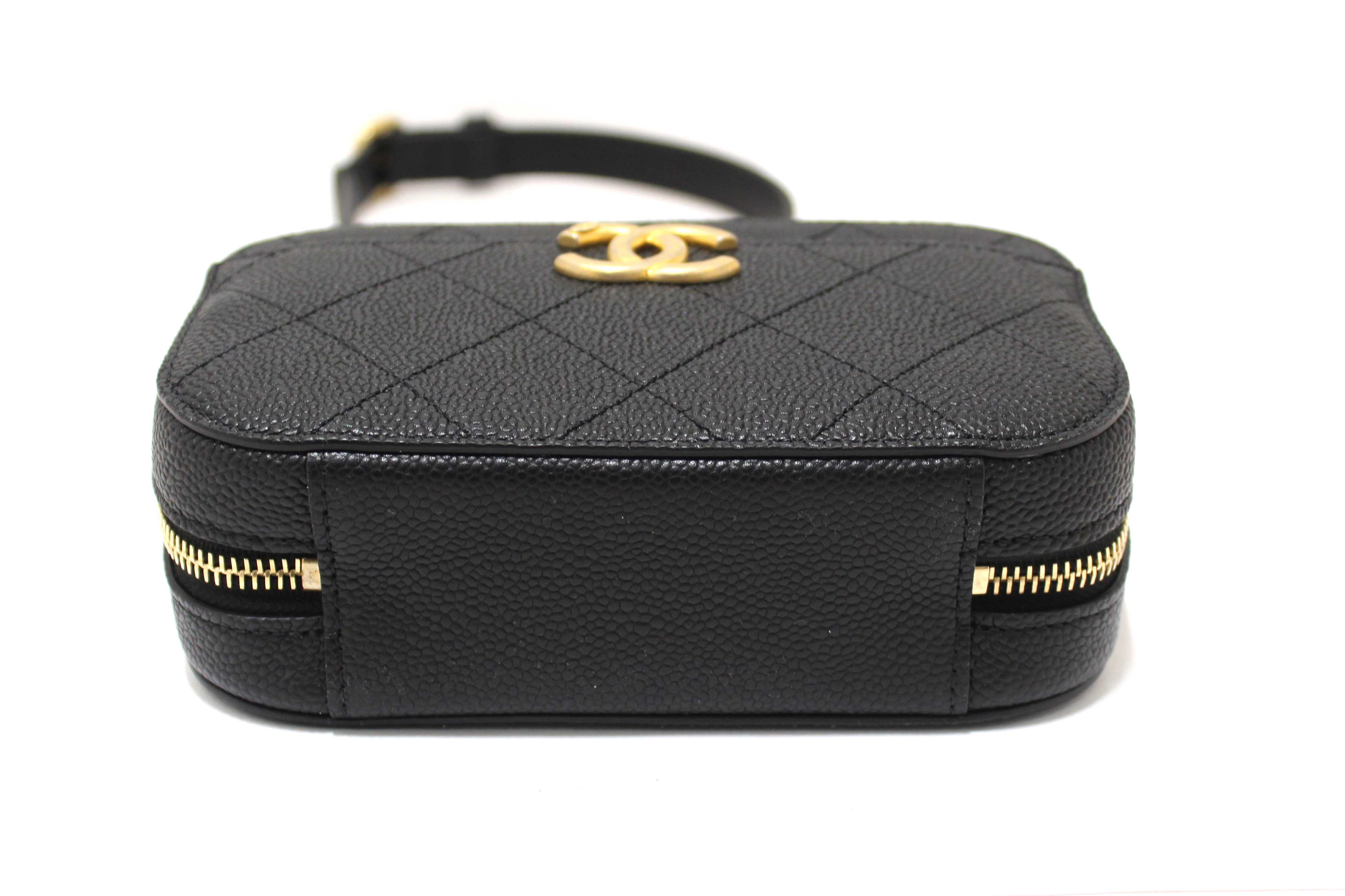 Authentic Chanel Black Quilted Caviar Leather Chic Affinity Waist bag
