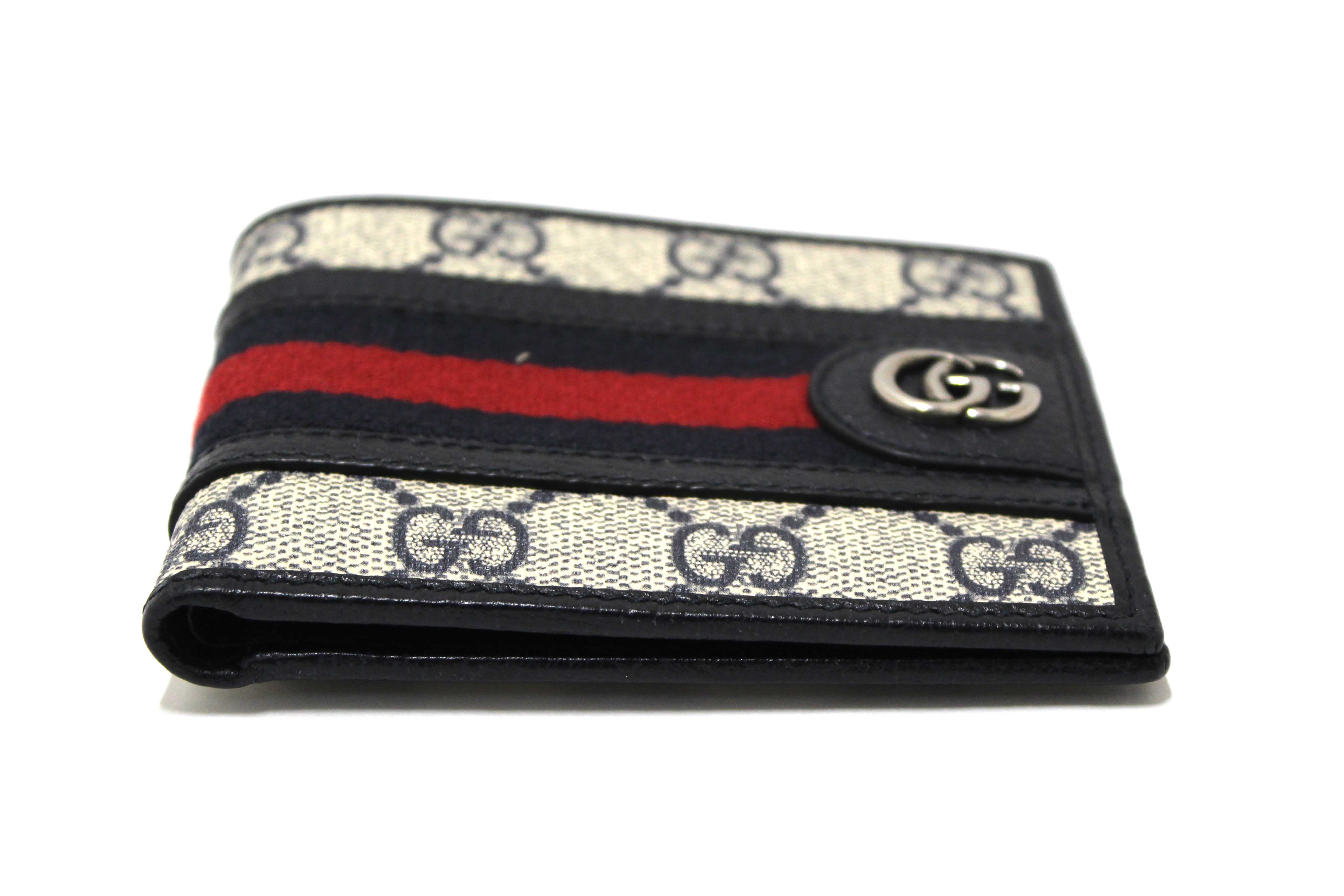 Authentic Gucci GG Supreme Monogram Web Mens Ophidia Bi-Fold Wallet 597606
