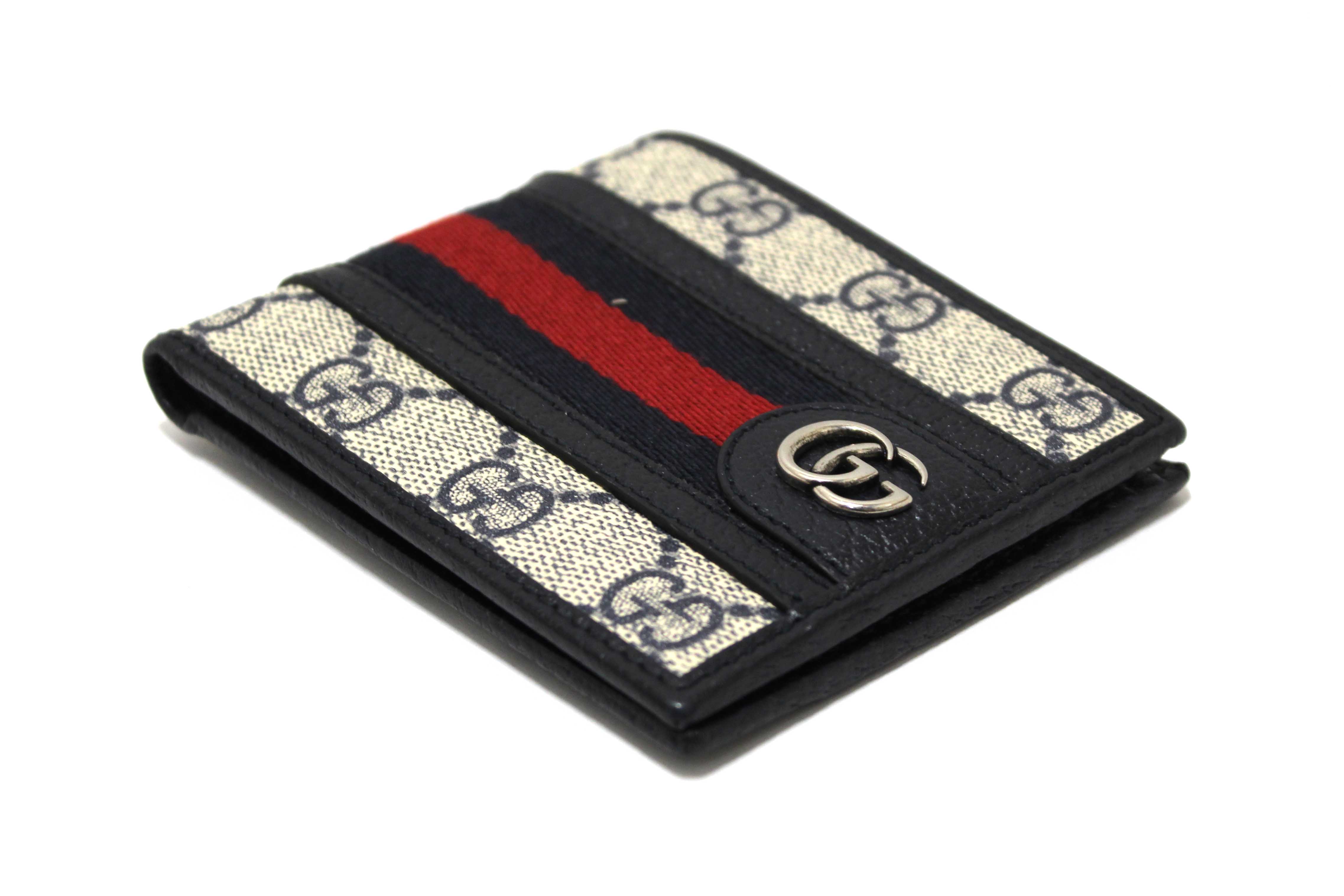 Authentic Gucci GG Supreme Monogram Web Mens Ophidia Bi-Fold Wallet 597606