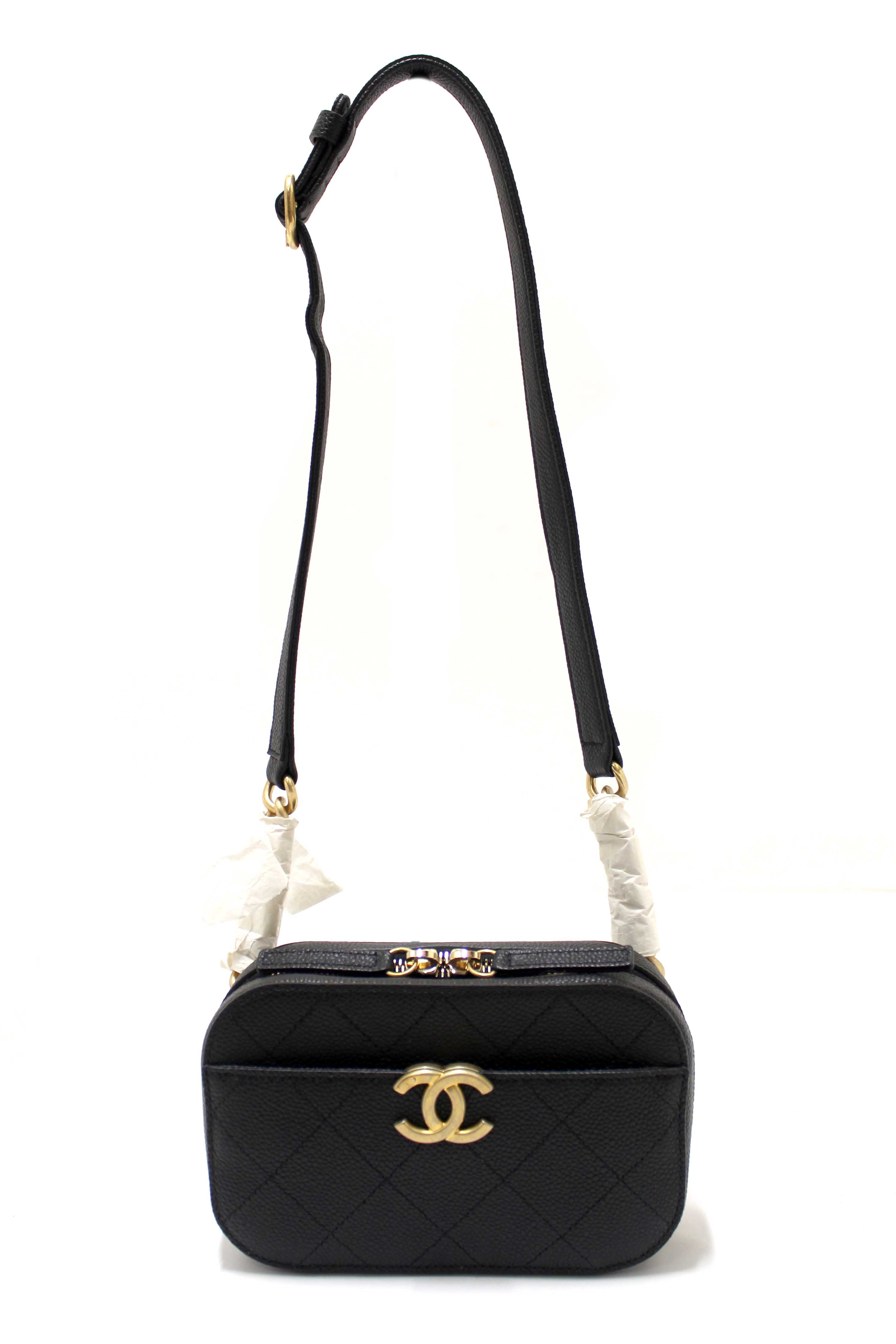 Authentic Chanel Black Quilted Caviar Leather Chic Affinity Waist bag