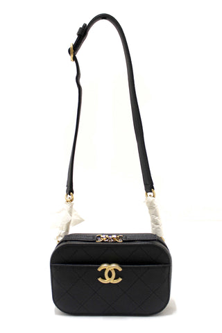 Authentic Chanel Black Quilted Caviar Leather Chic Affinity Waist bag