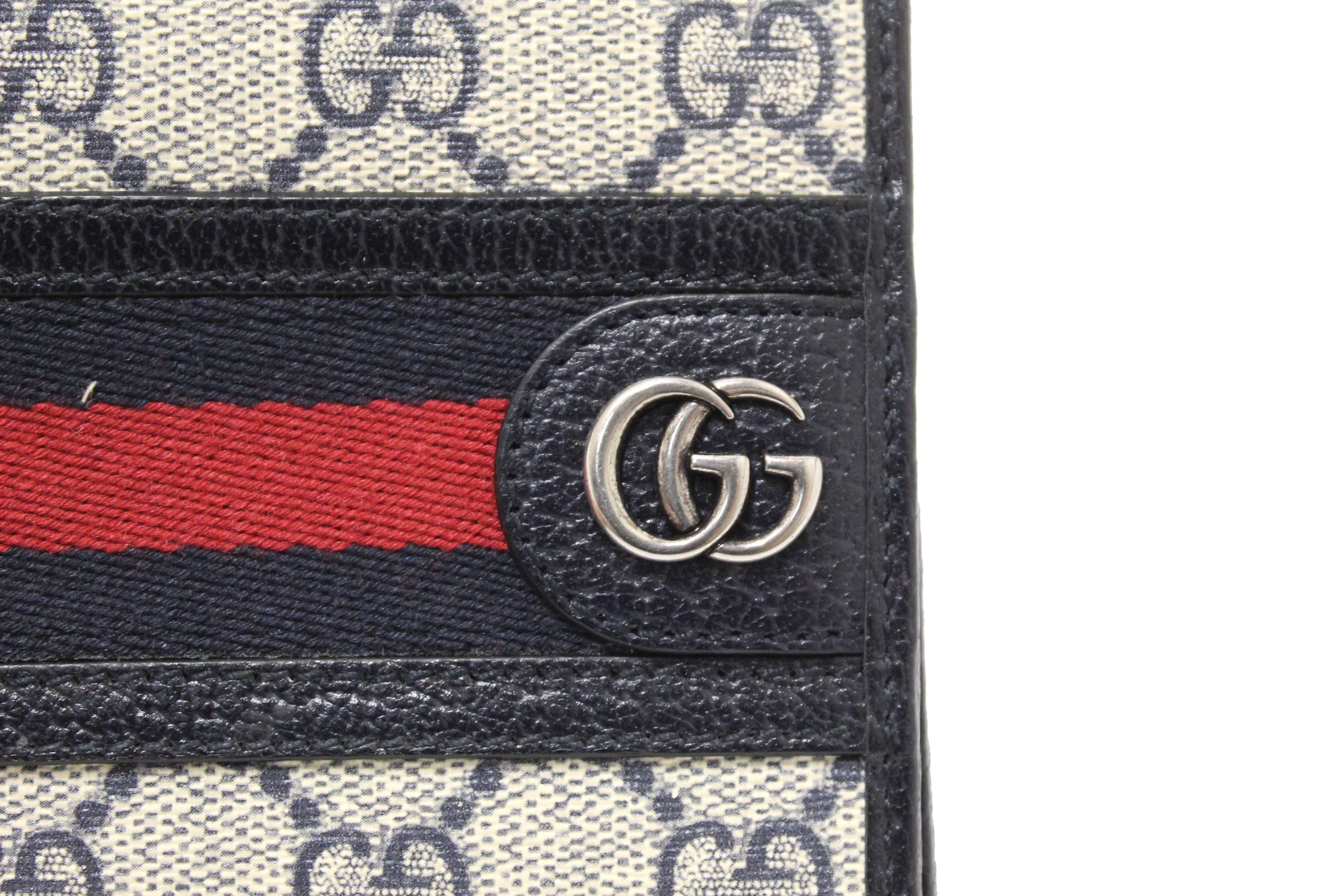 Authentic Gucci GG Supreme Monogram Web Mens Ophidia Bi-Fold Wallet 597606