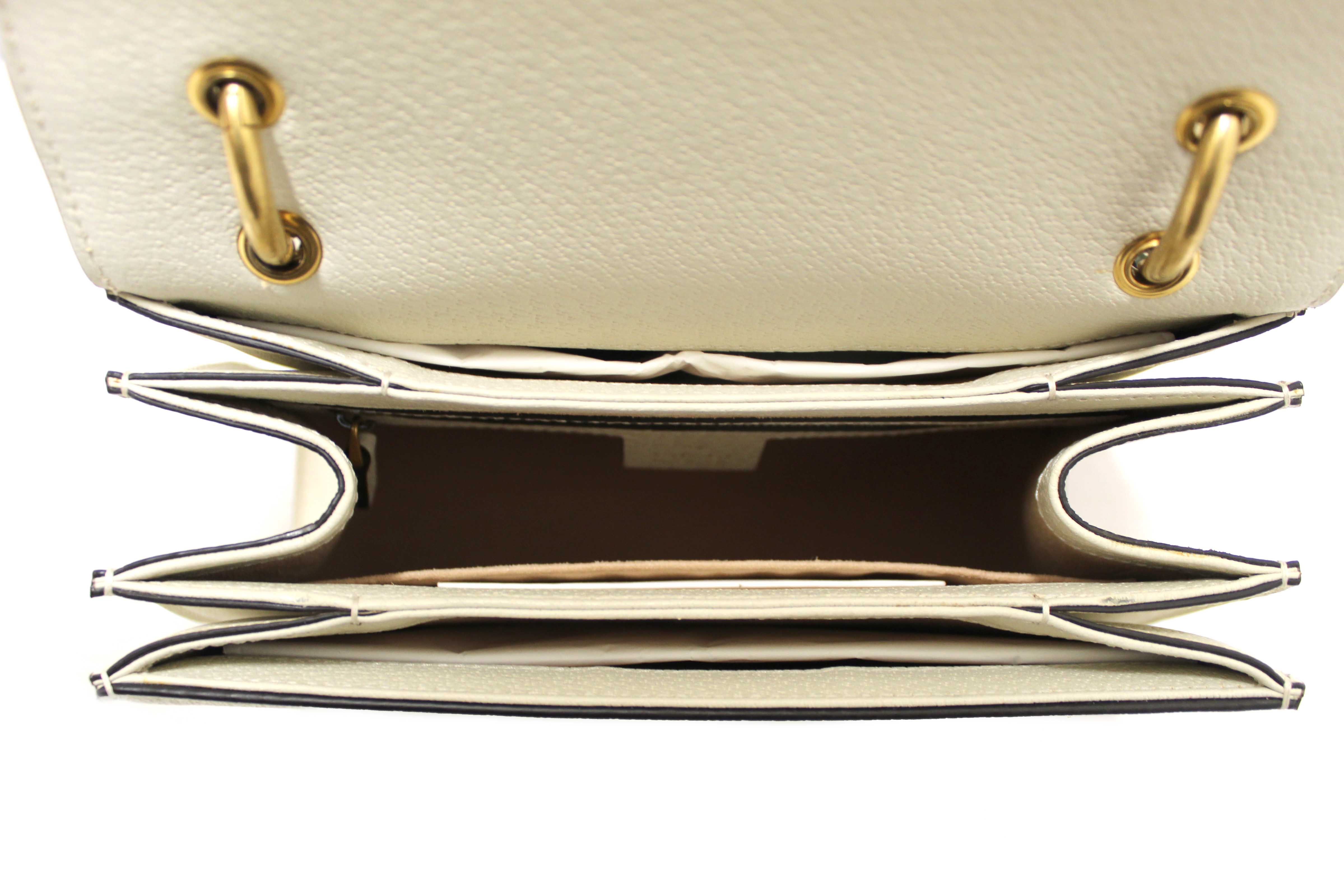 Authentic Gucci White GG Supreme Small Queen Margaret Top Handle Bag