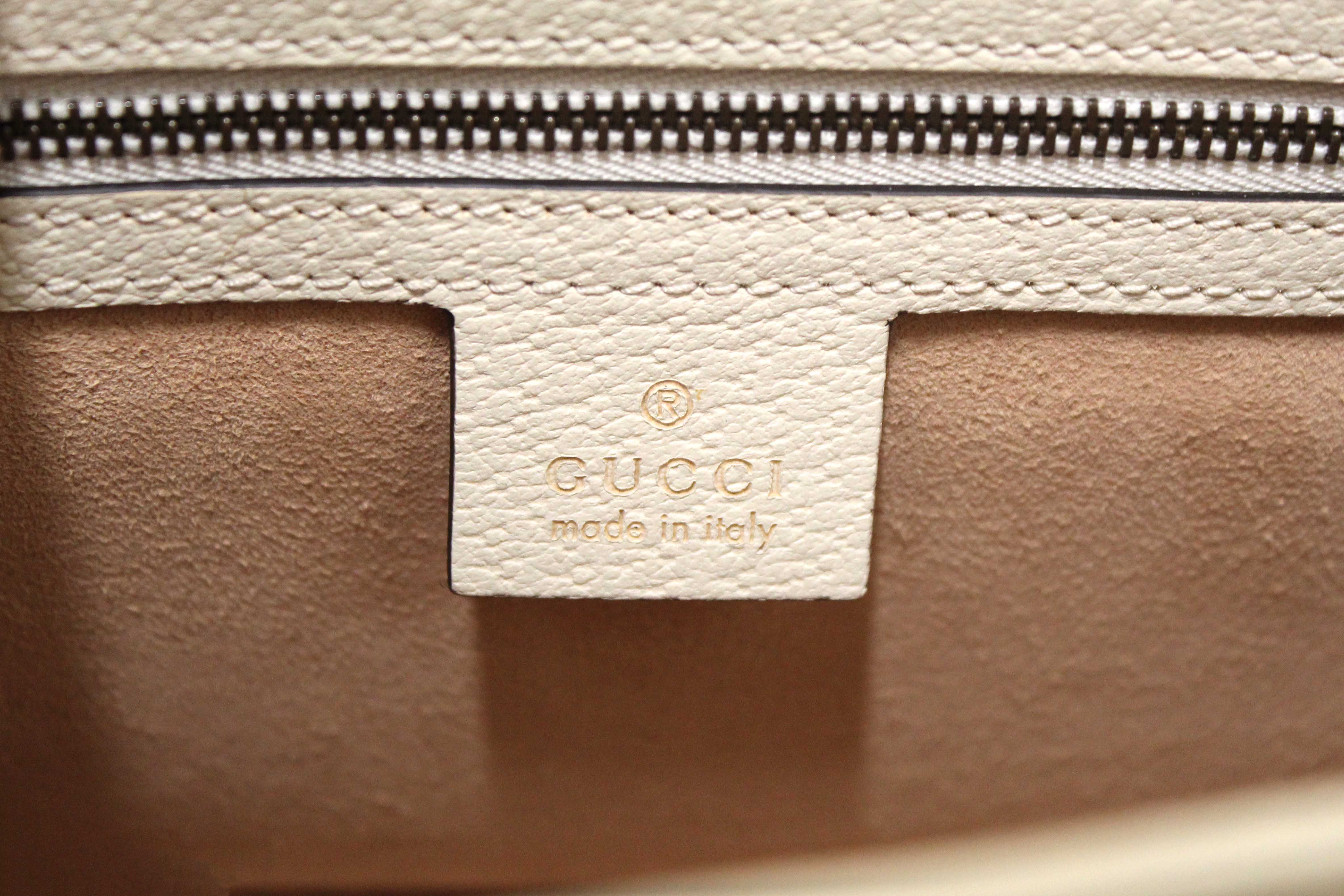 Authentic Gucci White GG Supreme Small Queen Margaret Top Handle Bag