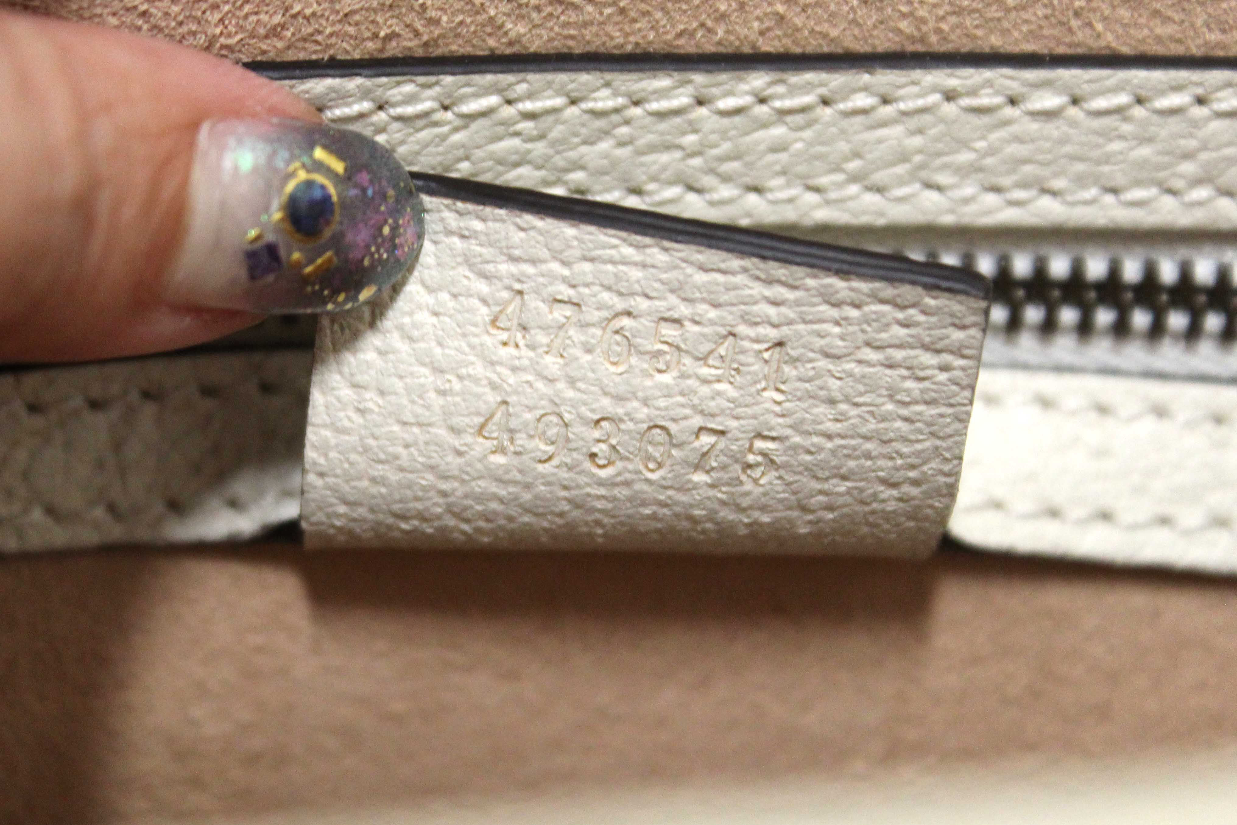 Authentic Gucci White GG Supreme Small Queen Margaret Top Handle Bag