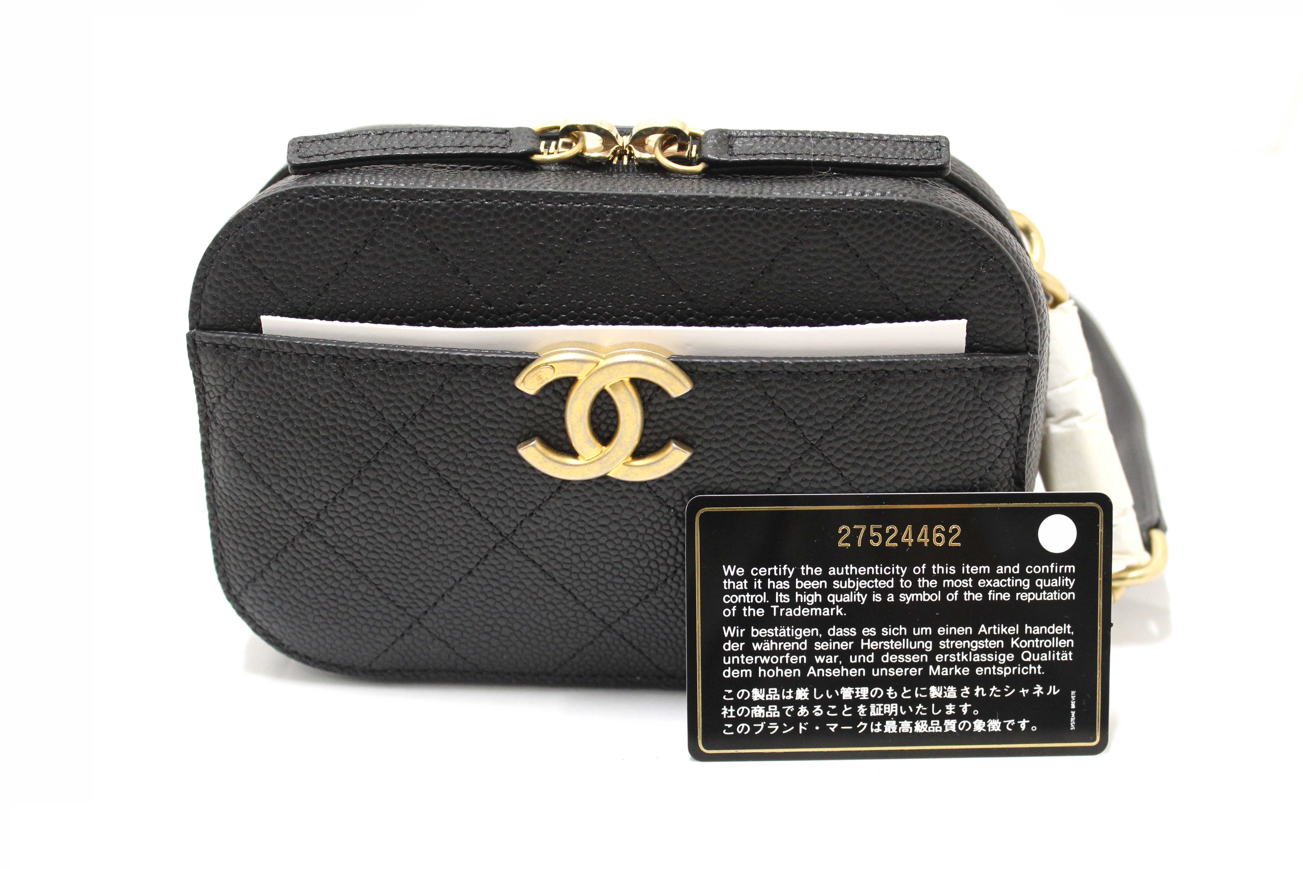 Authentic Chanel Black Quilted Caviar Leather Chic Affinity Waist bag