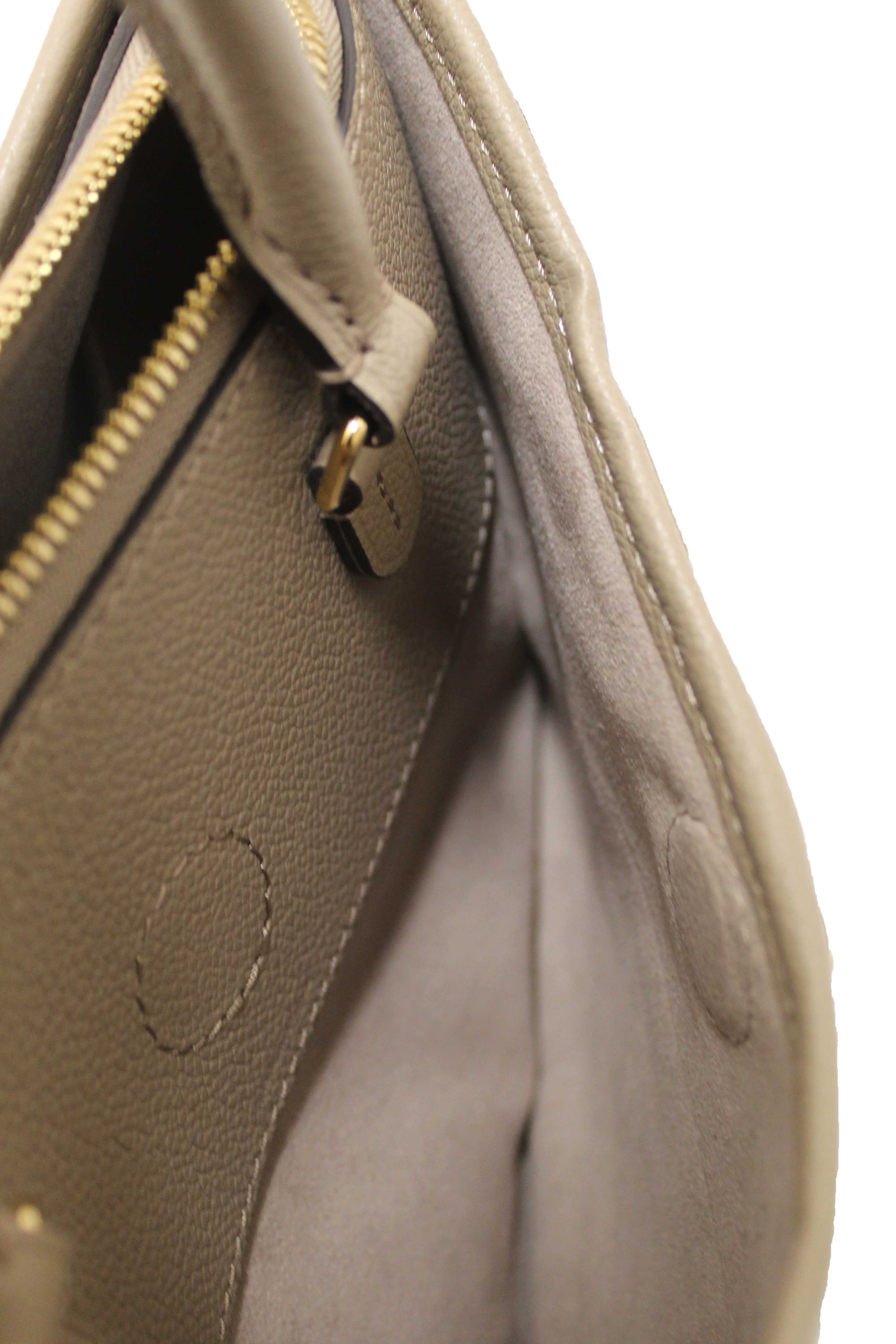 Authentic Louis Vuitton Tourterelle / Crème Beige Monogram Empreinte Leather Trianon PM Tote Bag