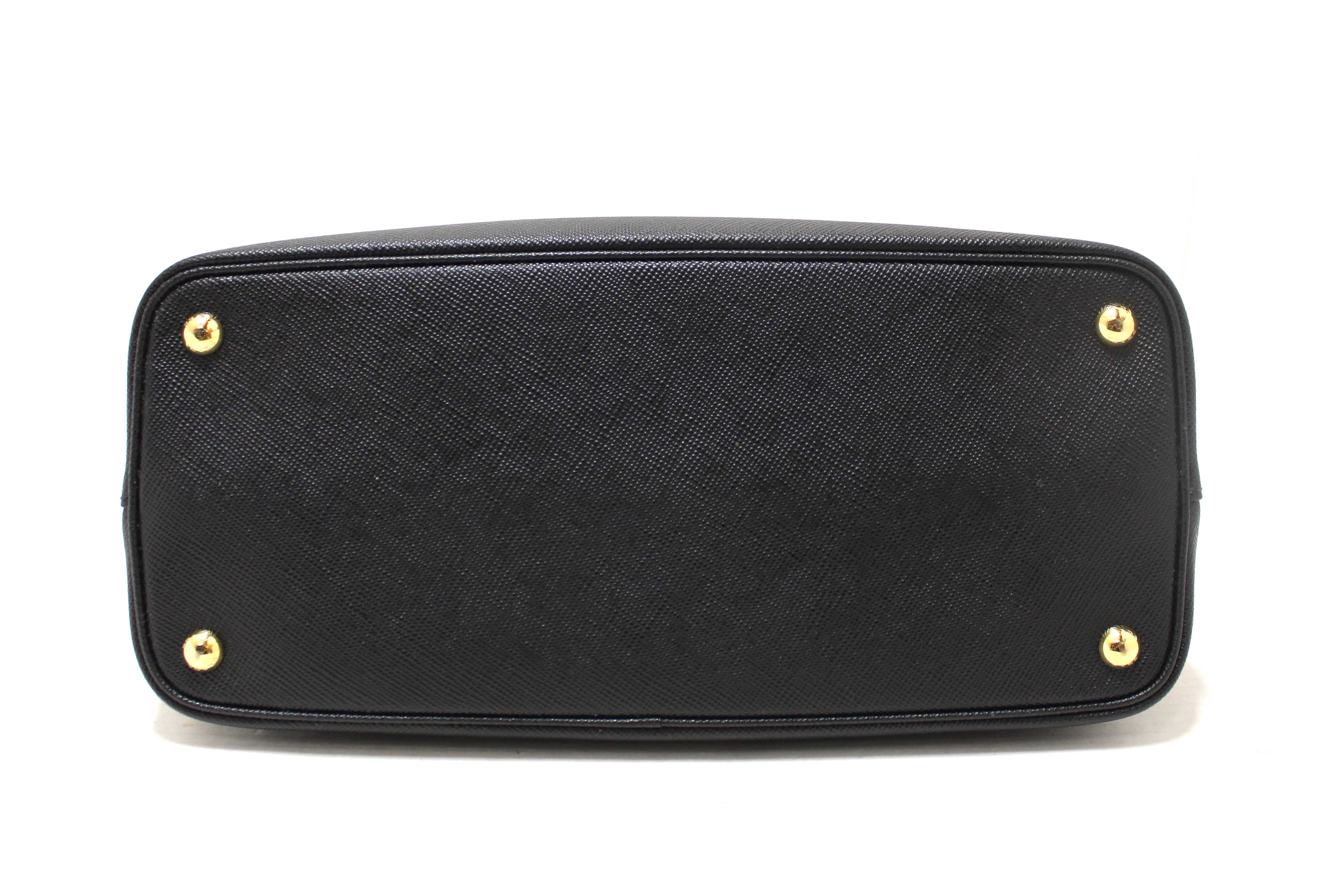 Authentic Prada Black Saffiano Leather Medium Double Bag