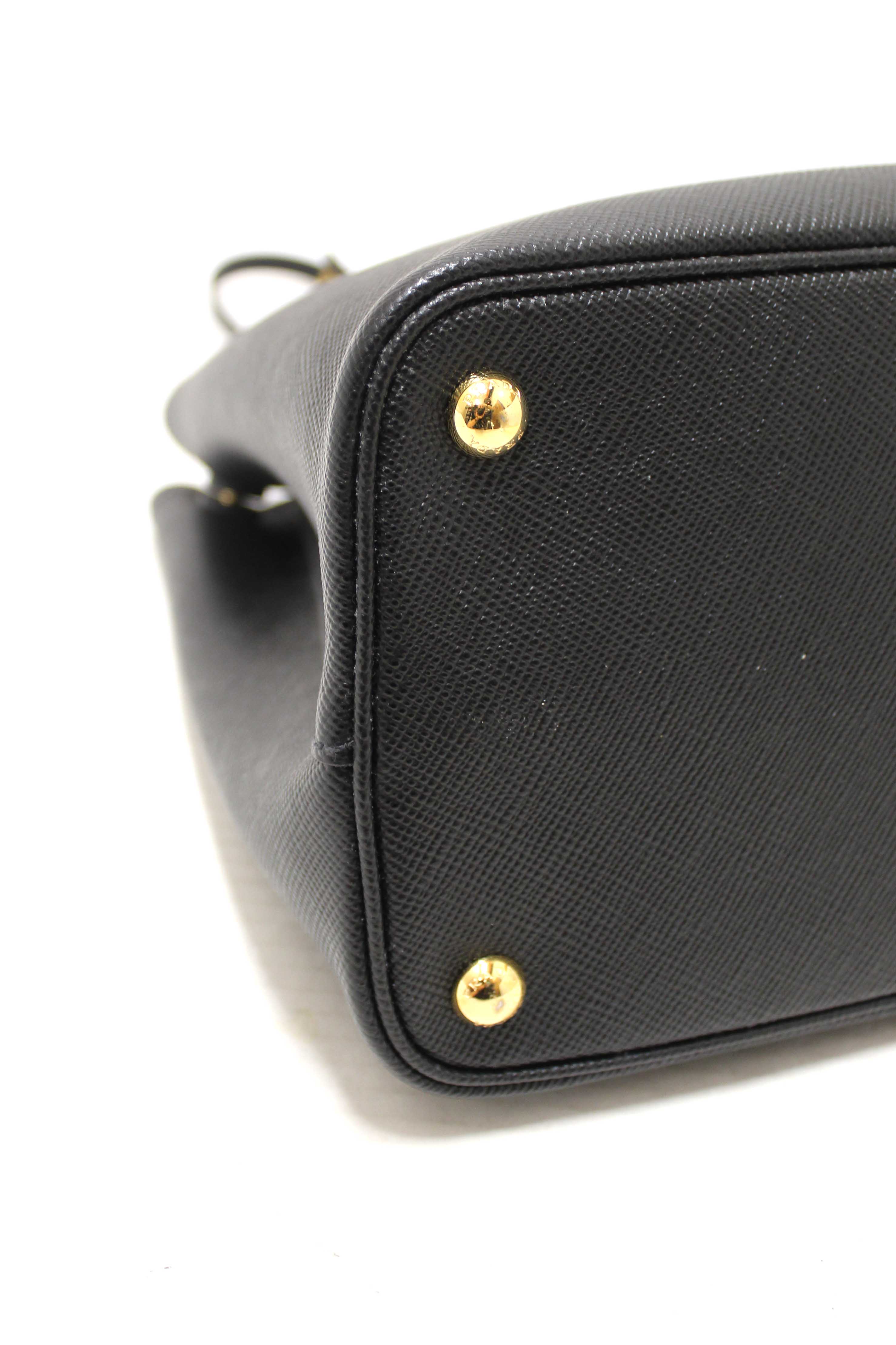 Authentic Prada Black Saffiano Leather Medium Double Bag