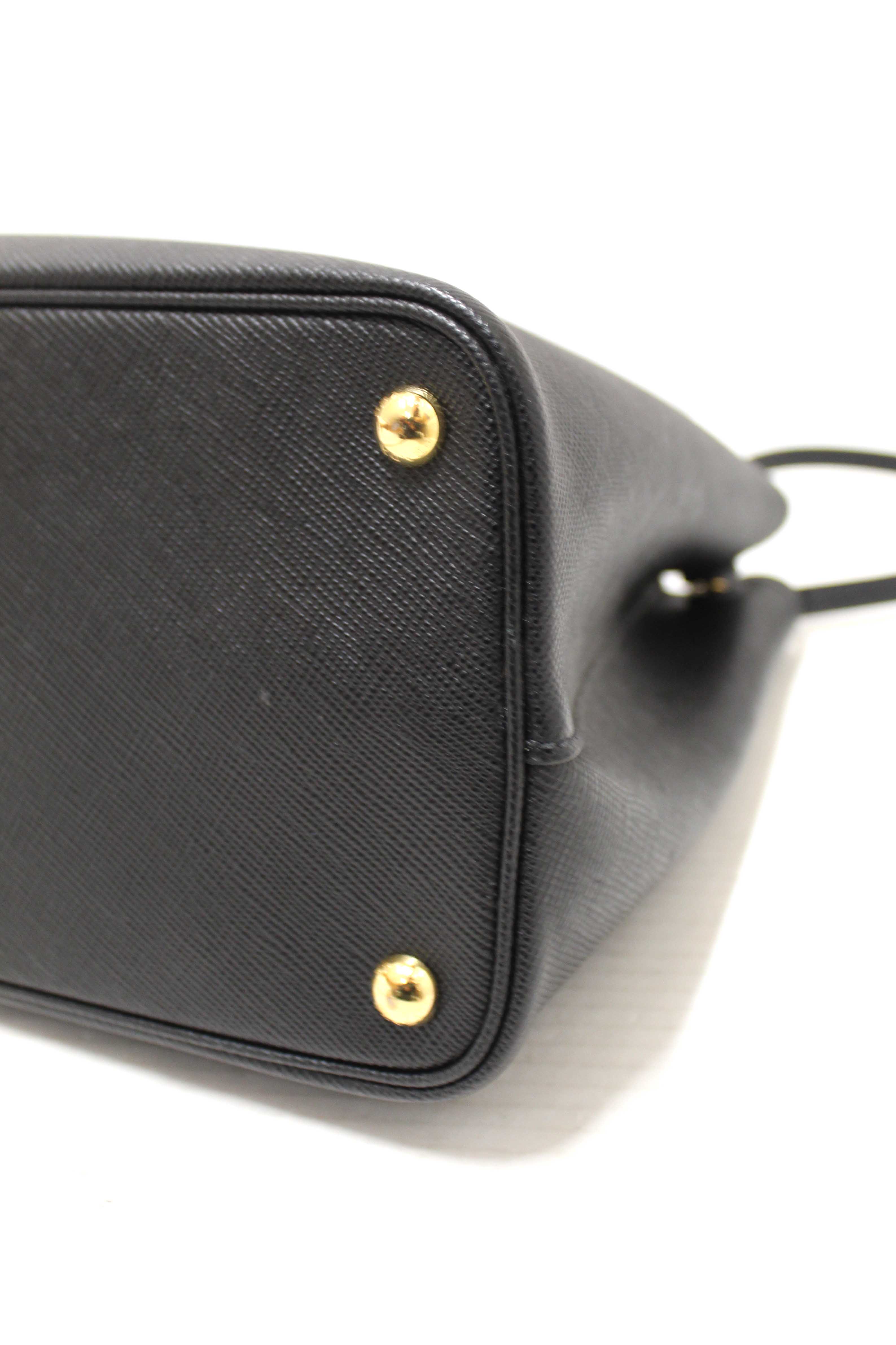 Authentic Prada Black Saffiano Leather Medium Double Bag