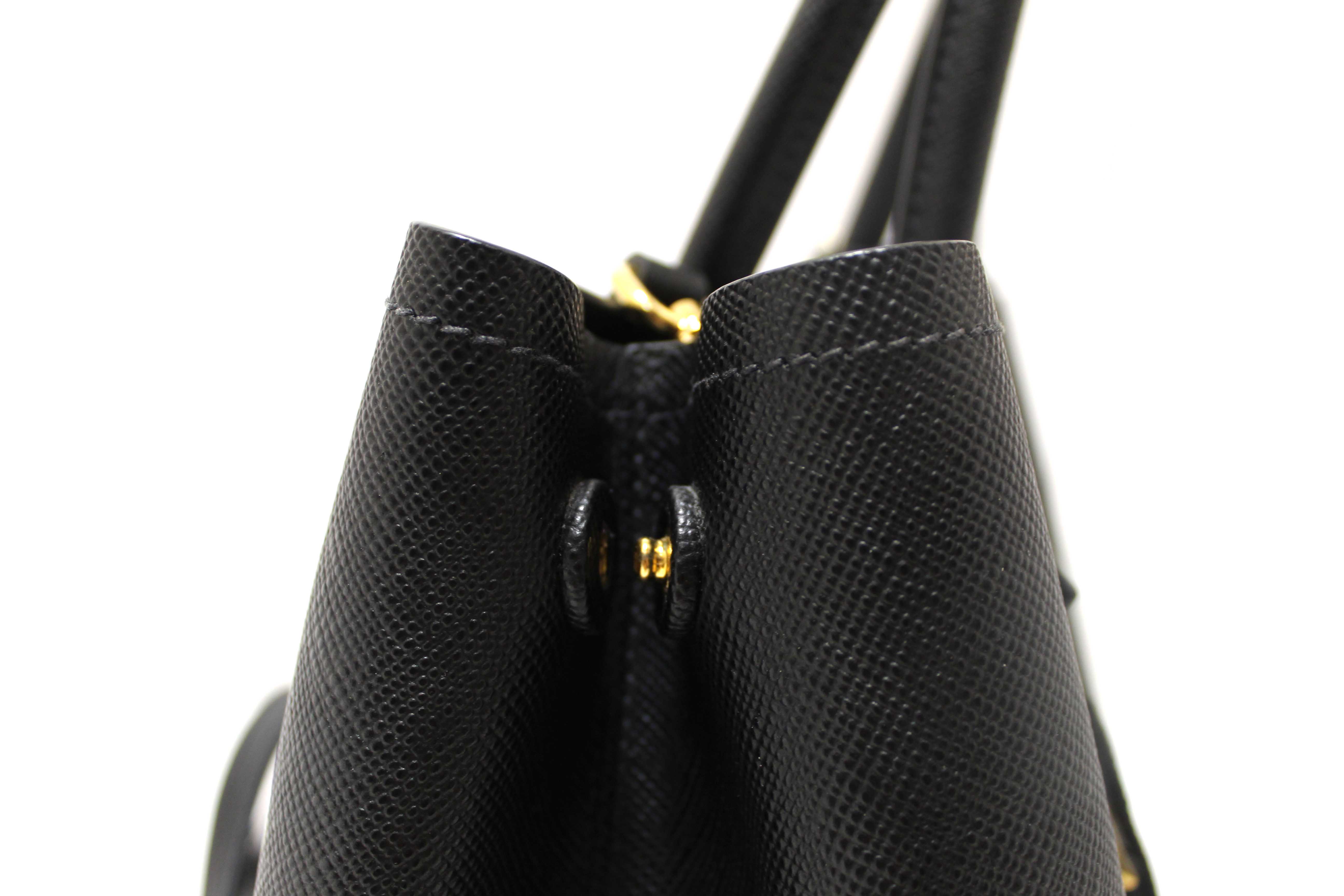 Authentic Prada Black Saffiano Leather Medium Double Bag
