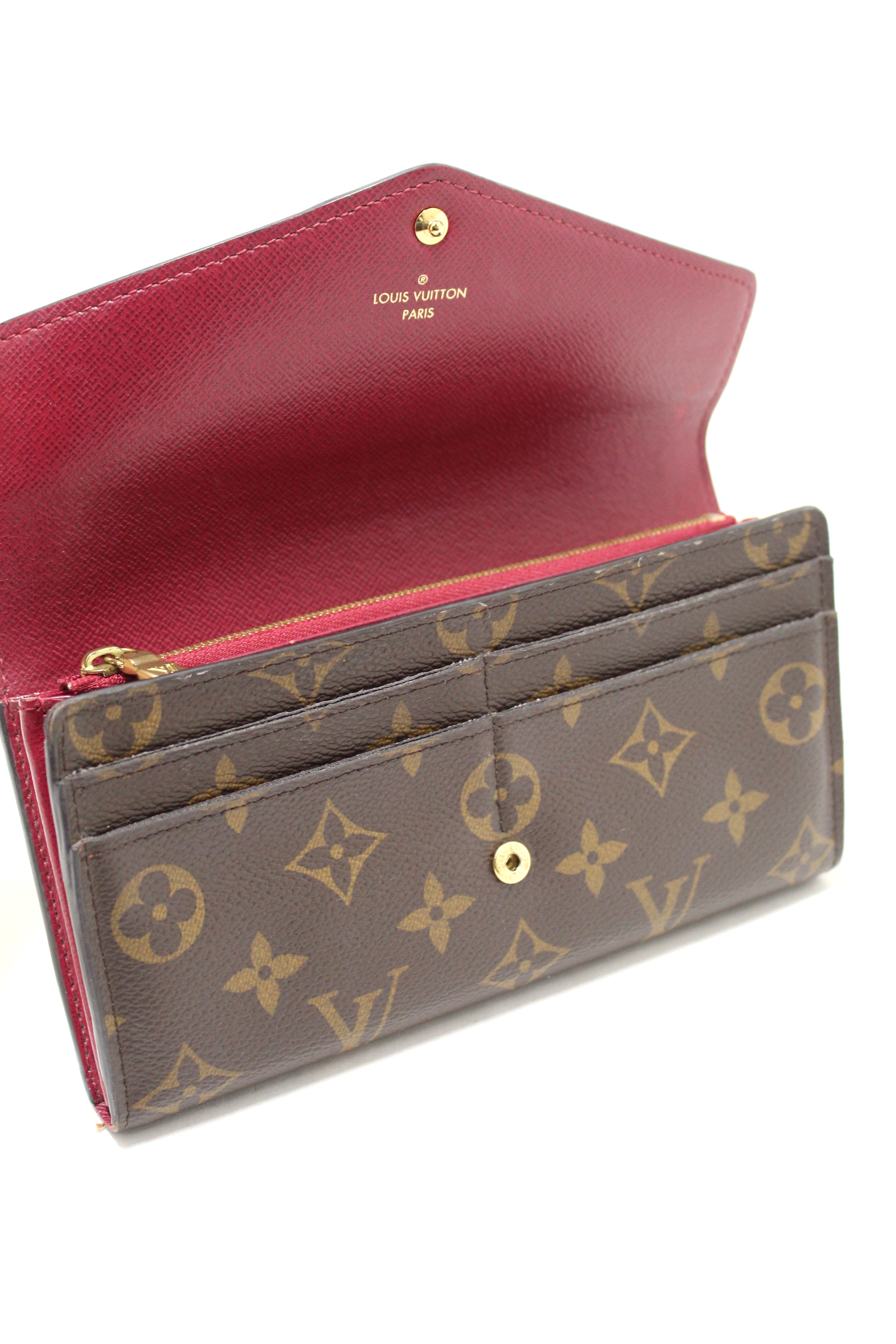 Authentic Louis Vuitton Classic Monogram/Fuchsia Pink Sarah Wallet