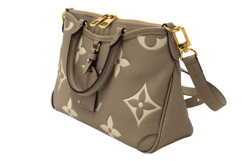 Authentic Louis Vuitton Tourterelle / Crème Beige Monogram Empreinte Leather Trianon PM Tote Bag