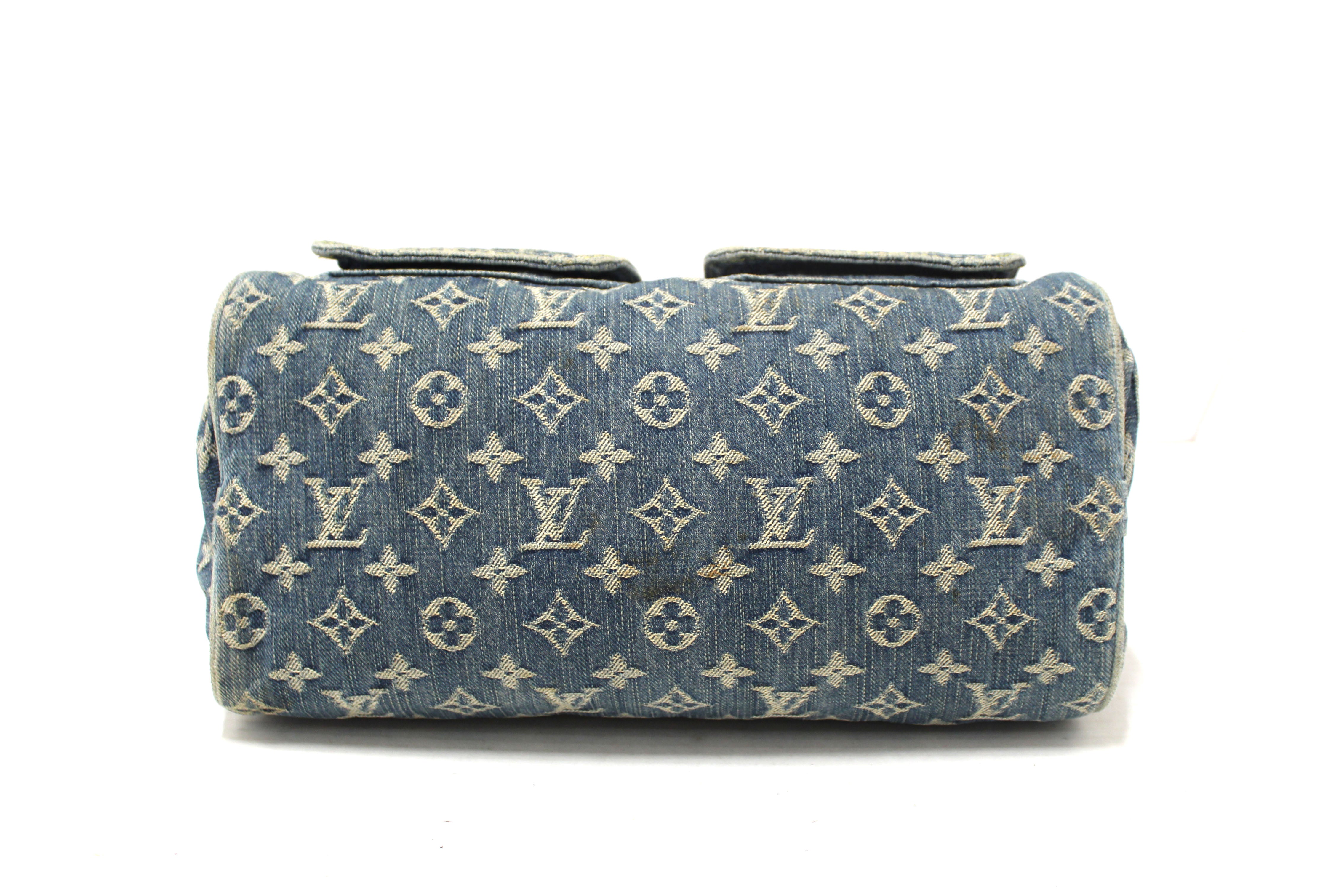 Authentic Louis Vuitton Blue Denim Neo Speedy Handbag