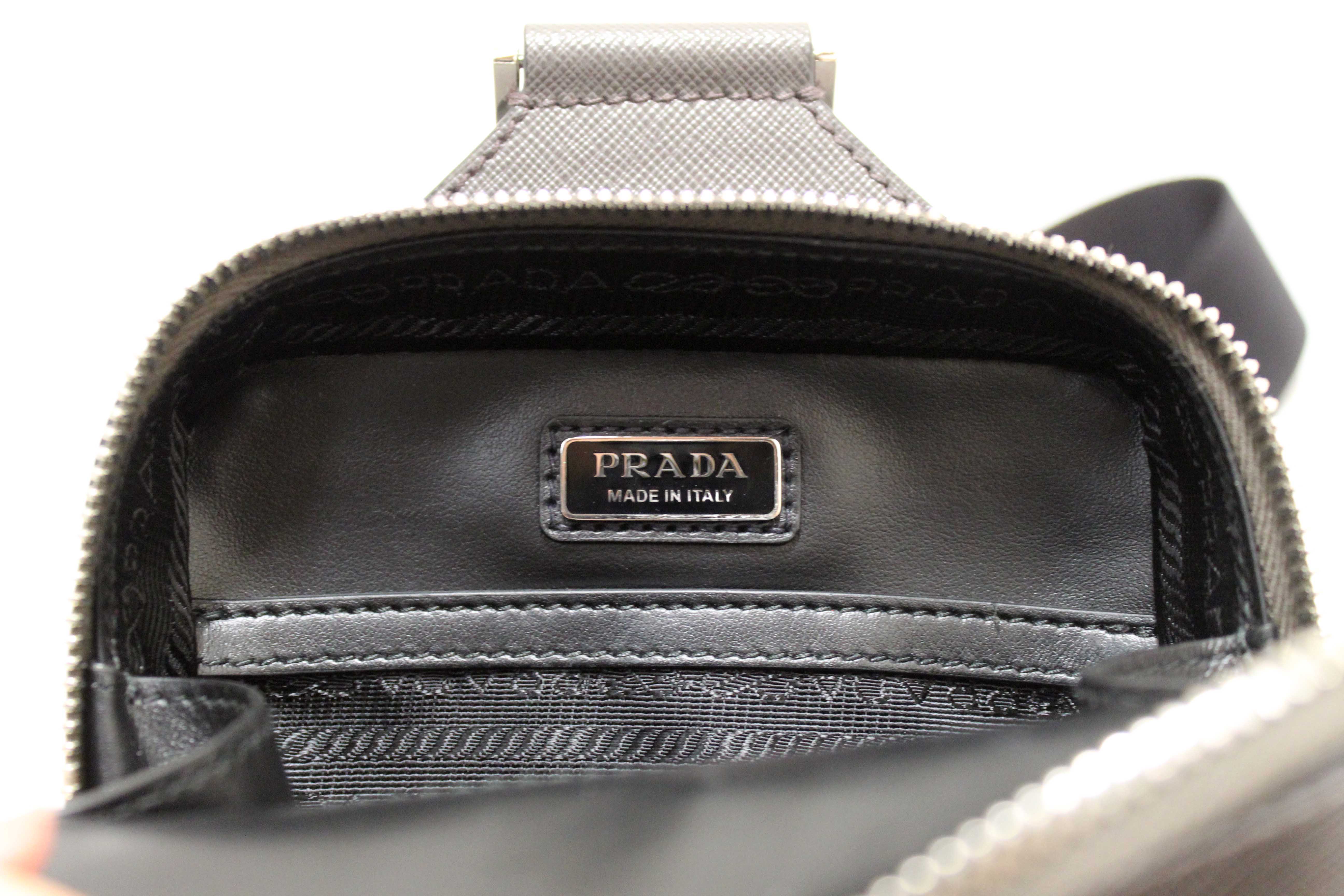 Authentic Prada Grey Saffiano Leather Brique Shoulder Sling Bag