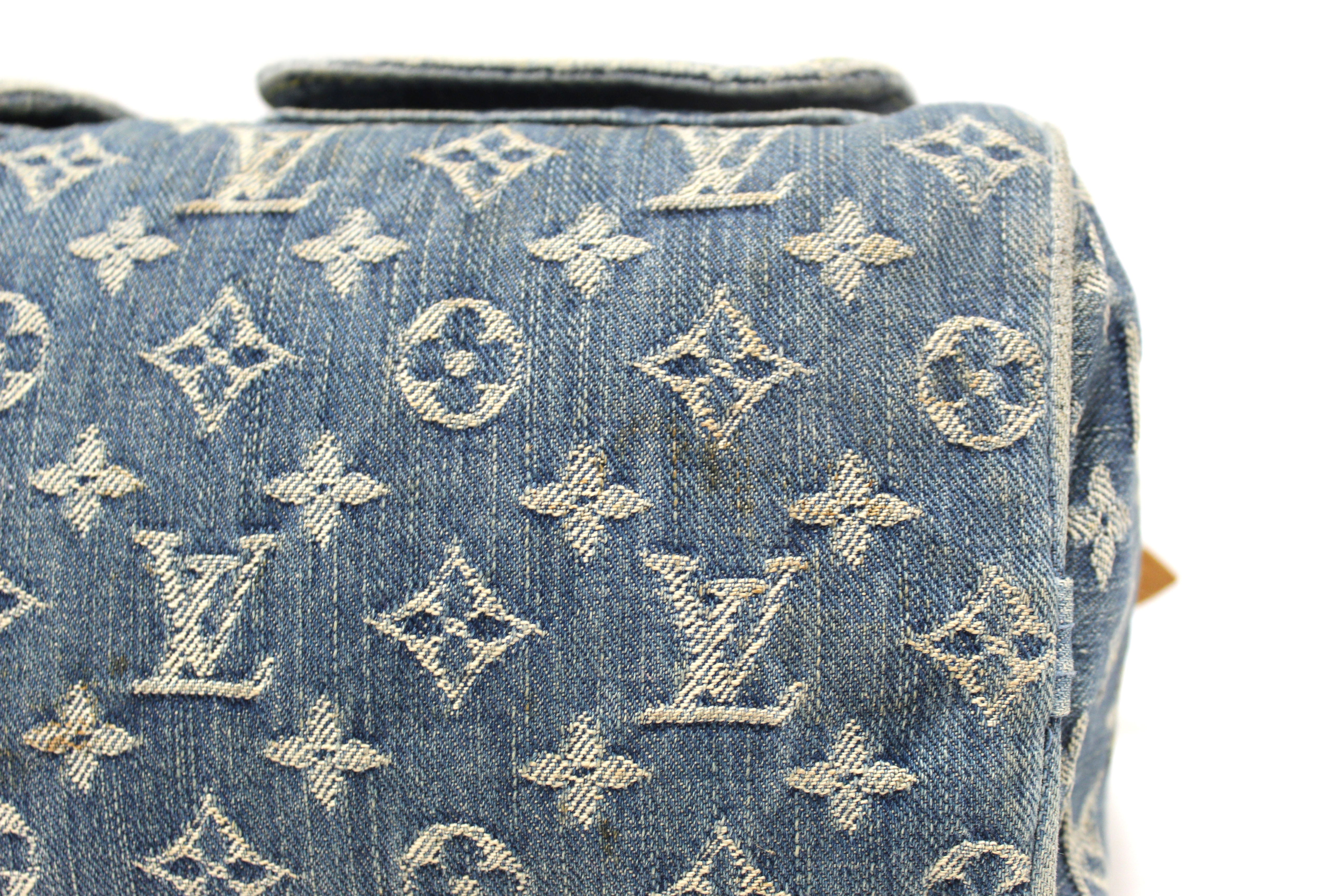 Authentic Louis Vuitton Blue Denim Neo Speedy Handbag