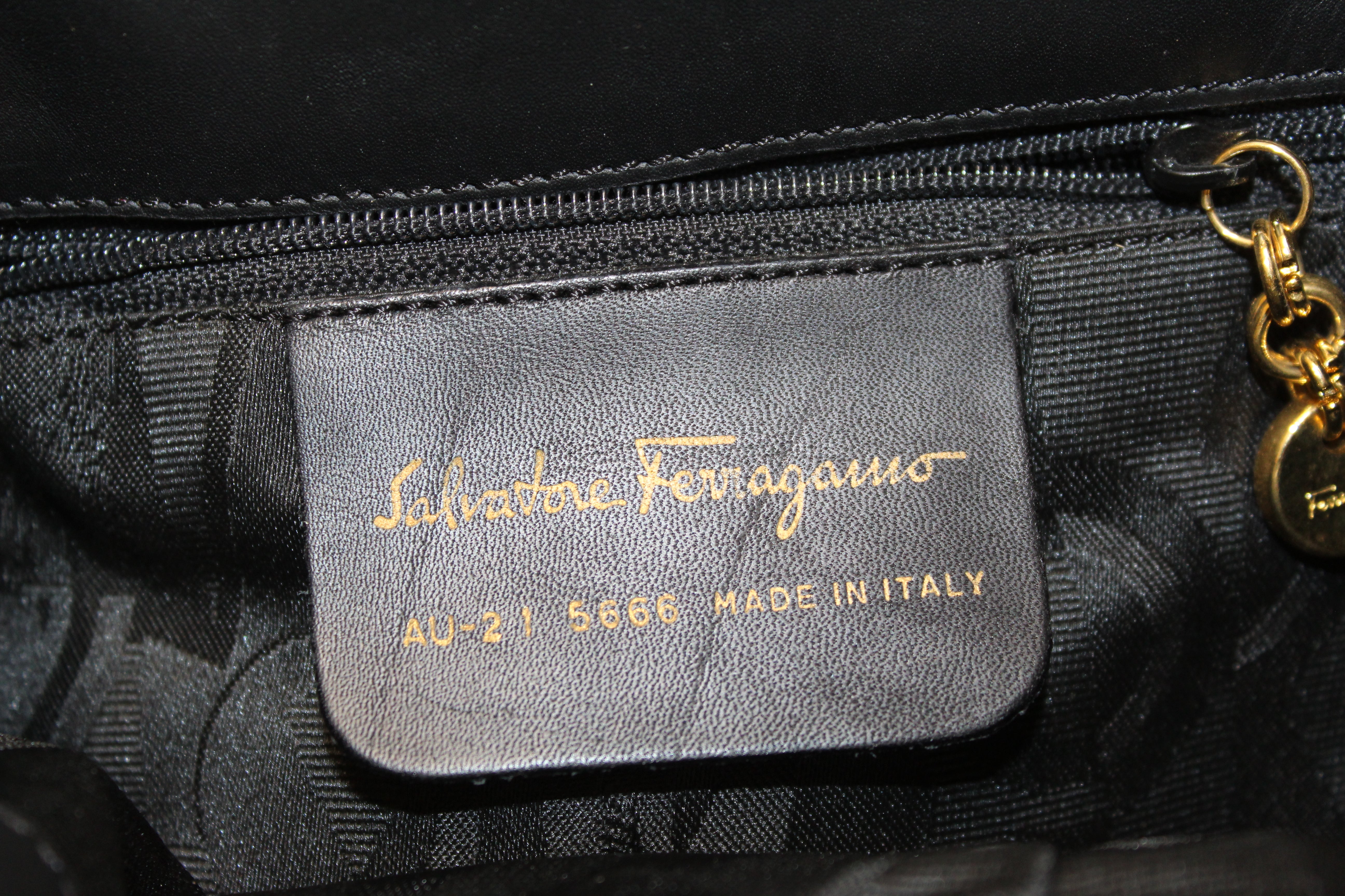 Authentic Salvatore Ferragamo Black Grosgrain Ribbon Tiered Drawstring  Backpack