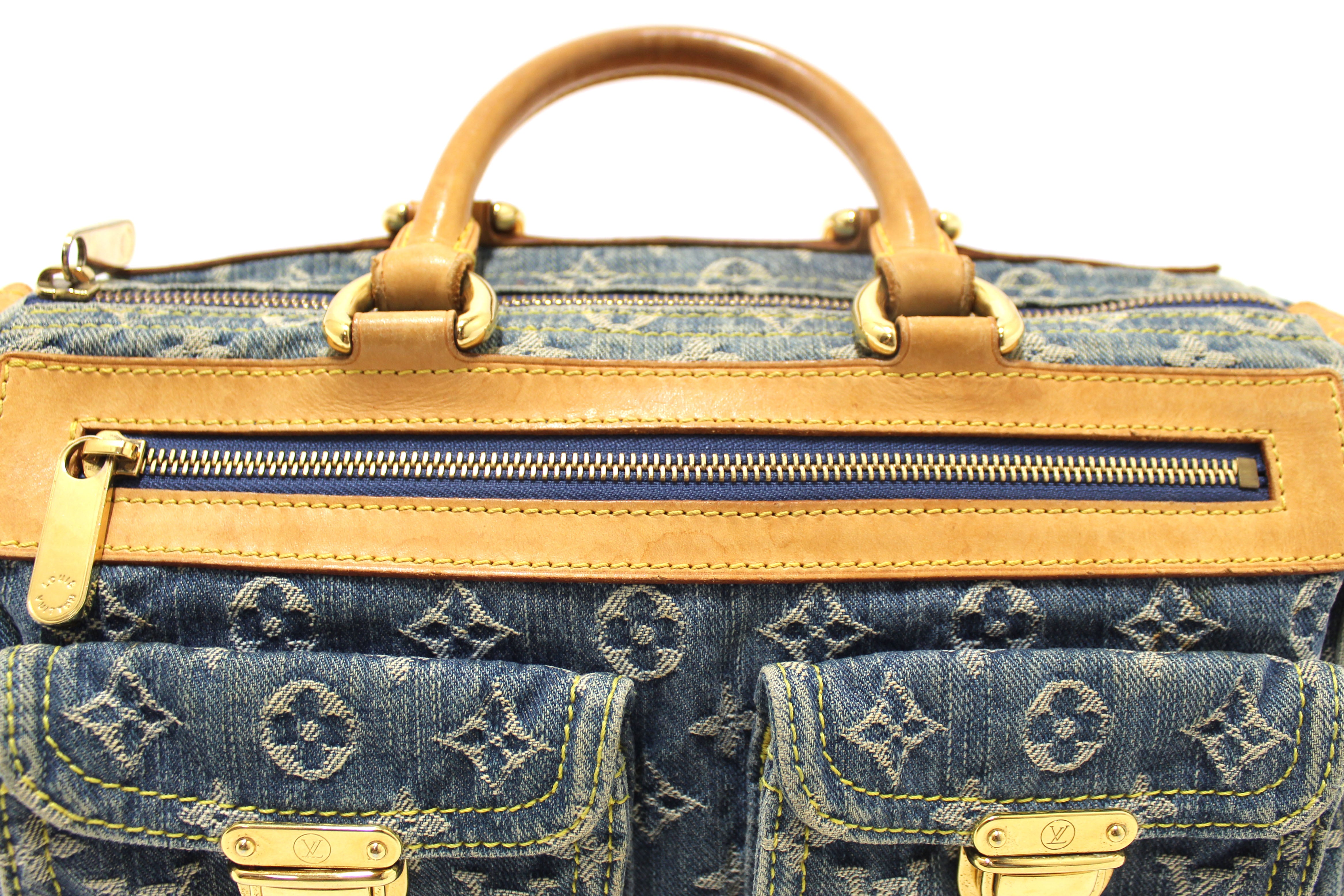 Authentic Louis Vuitton Blue Denim Neo Speedy Handbag