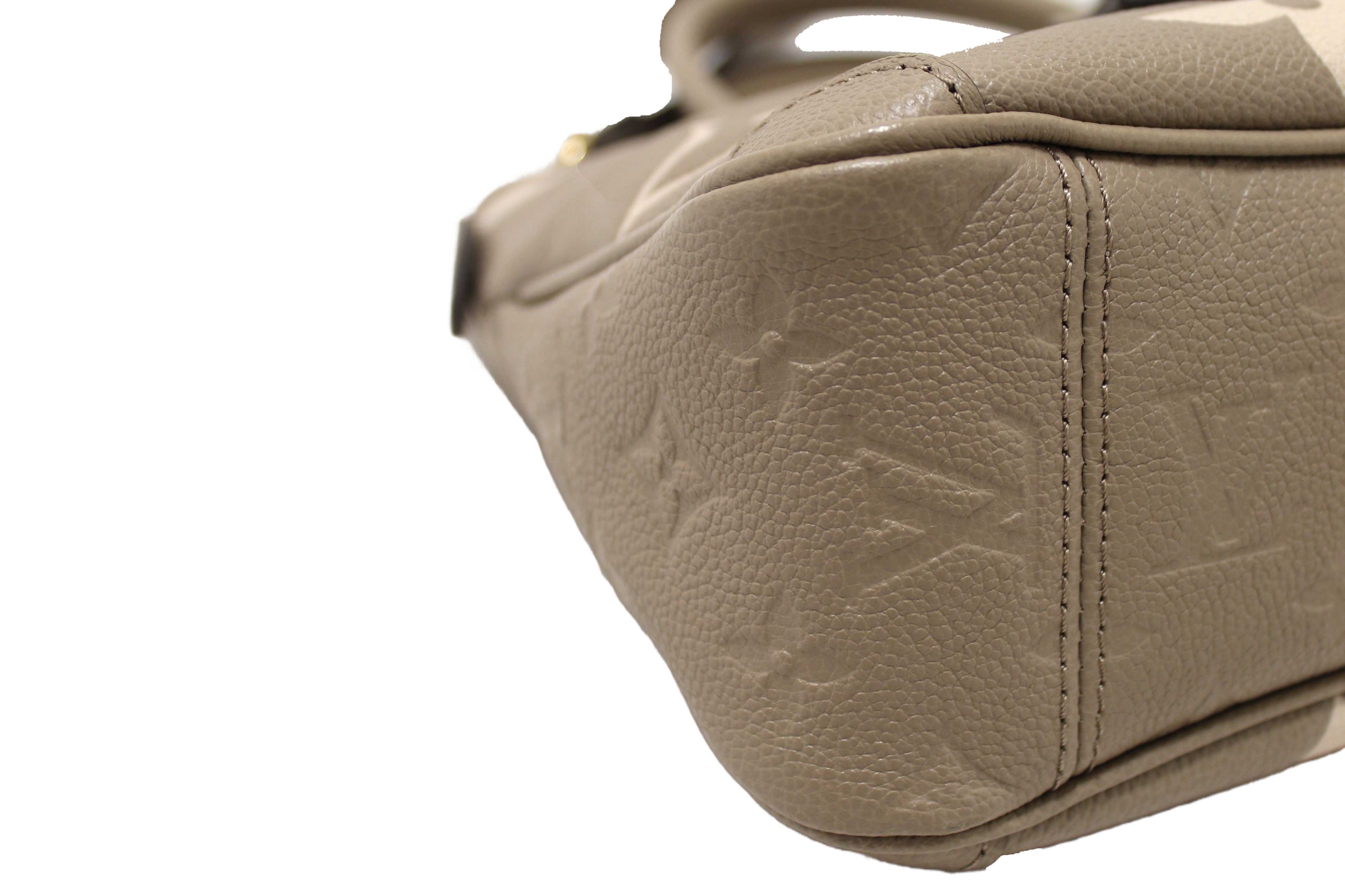 Authentic Louis Vuitton Tourterelle / Crème Beige Monogram Empreinte Leather Trianon PM Tote Bag