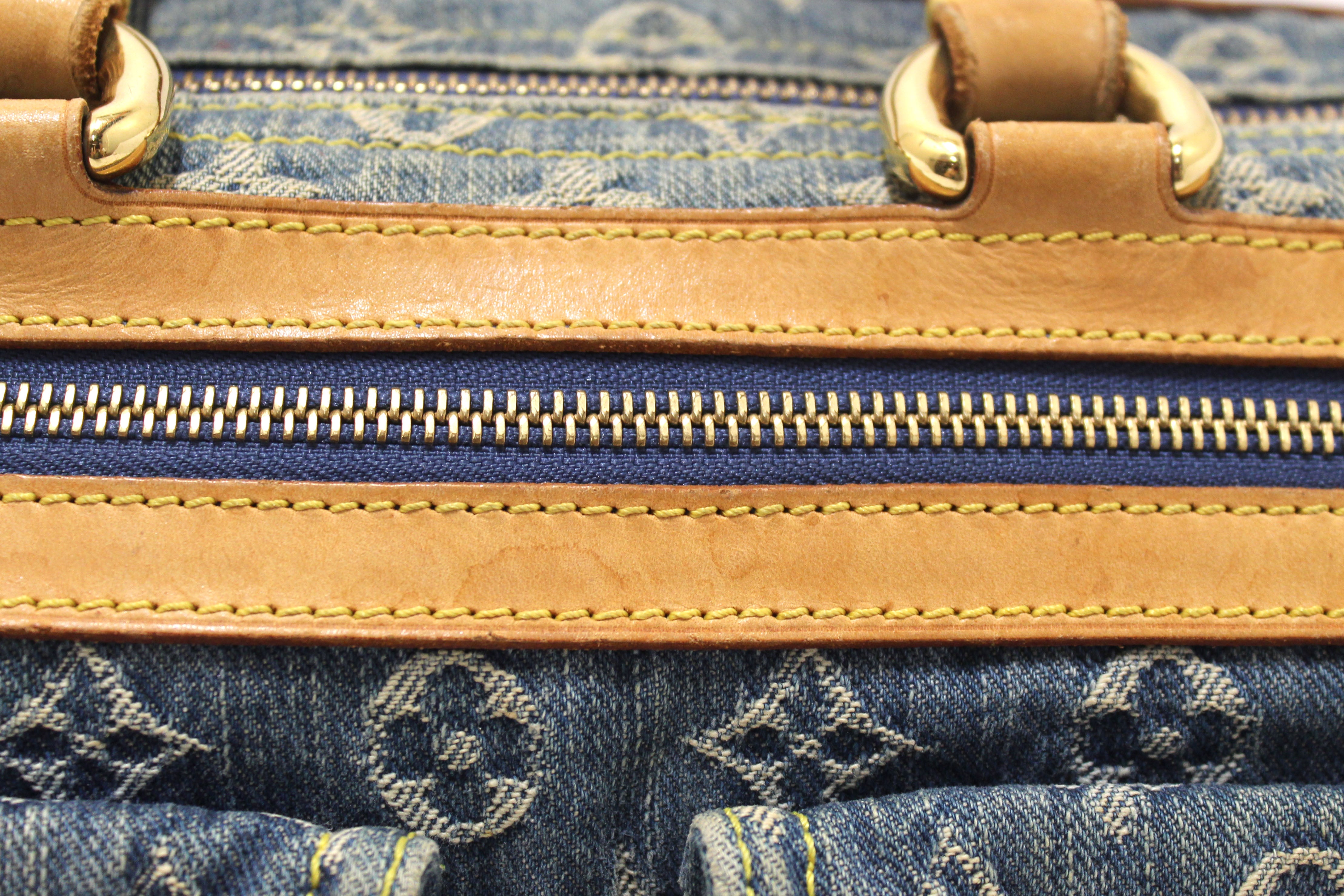 Authentic Louis Vuitton Blue Denim Neo Speedy Handbag