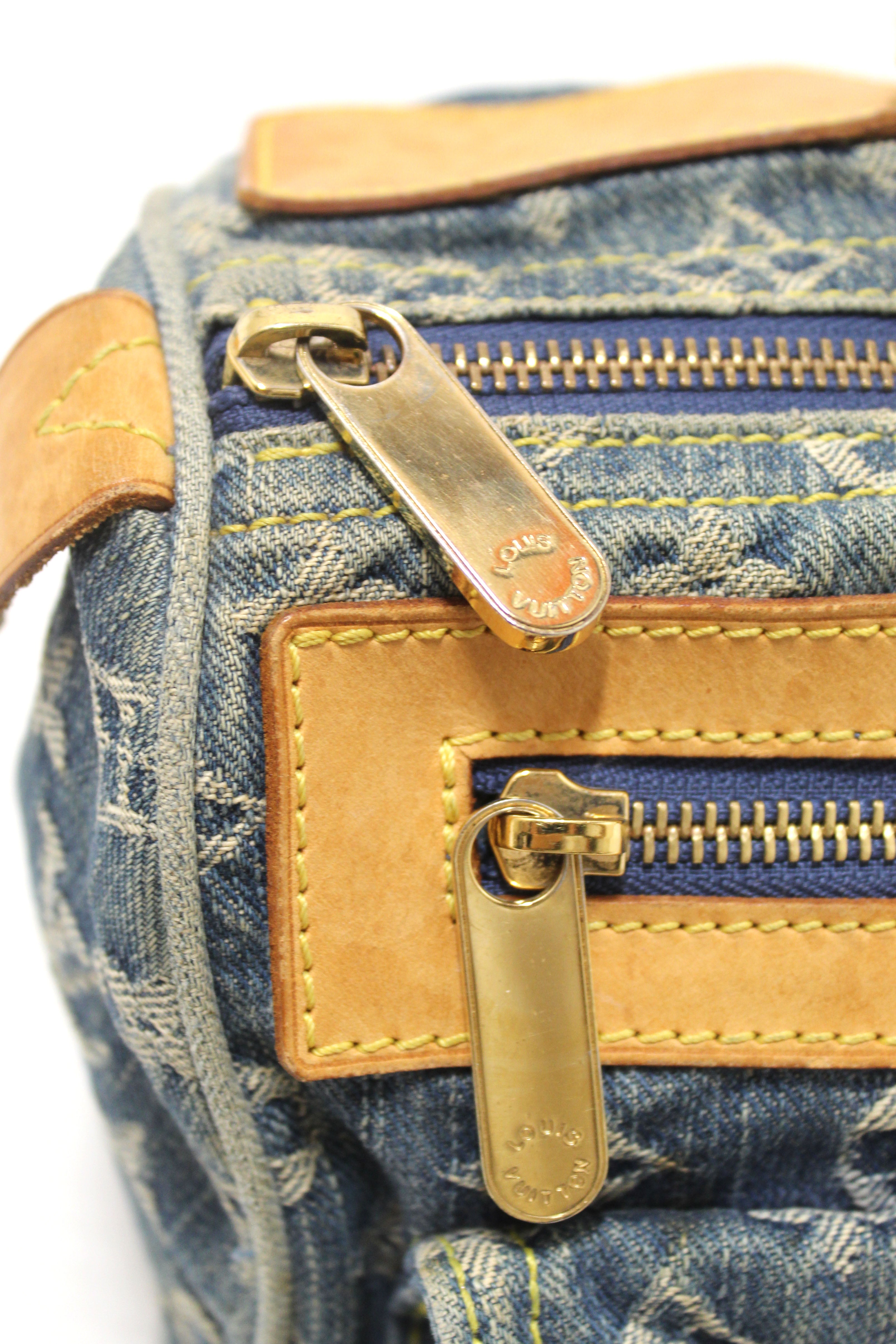 Authentic Louis Vuitton Blue Denim Neo Speedy Handbag