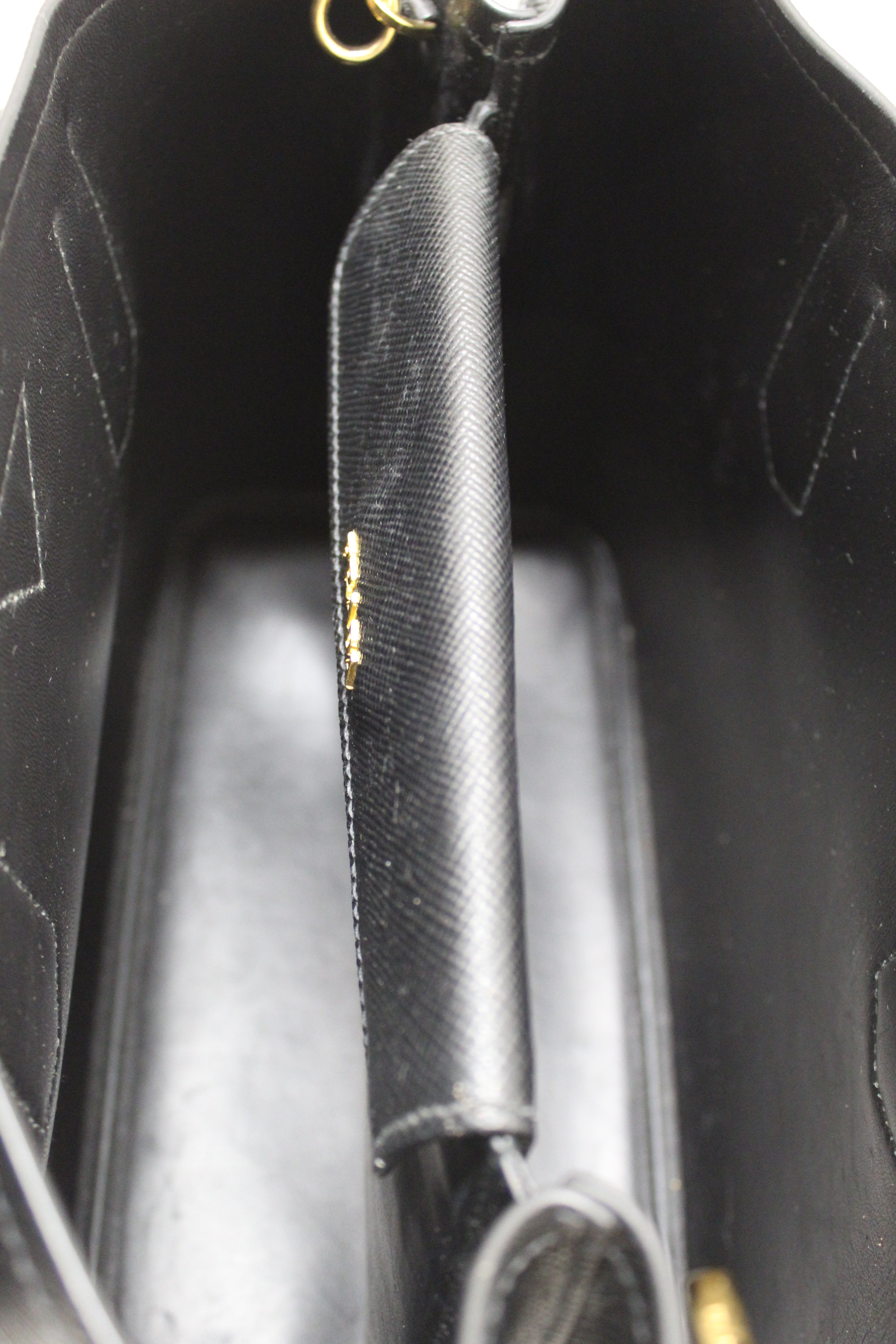 Authentic Prada Black Saffiano Leather Medium Double Bag