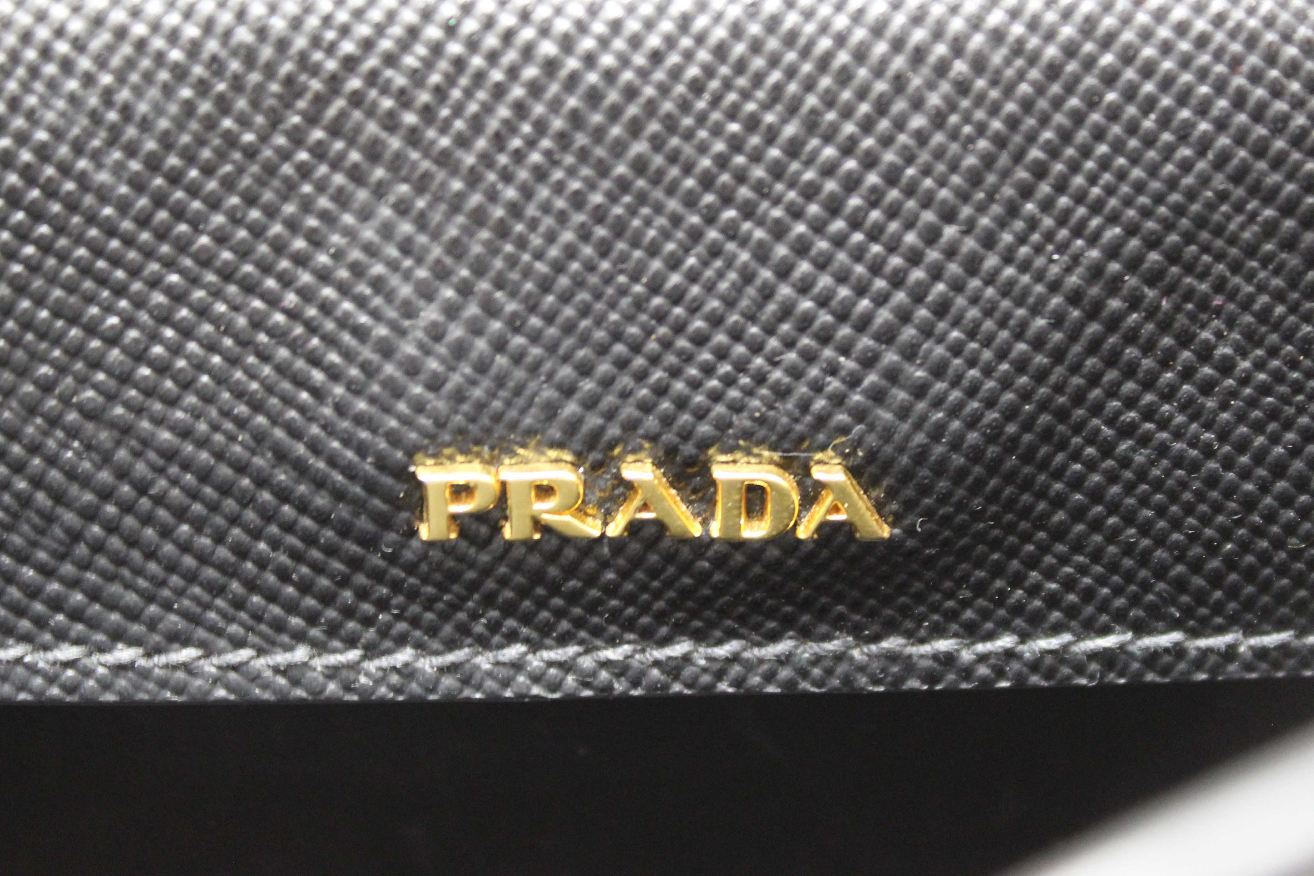 Authentic Prada Black Saffiano Leather Medium Double Bag