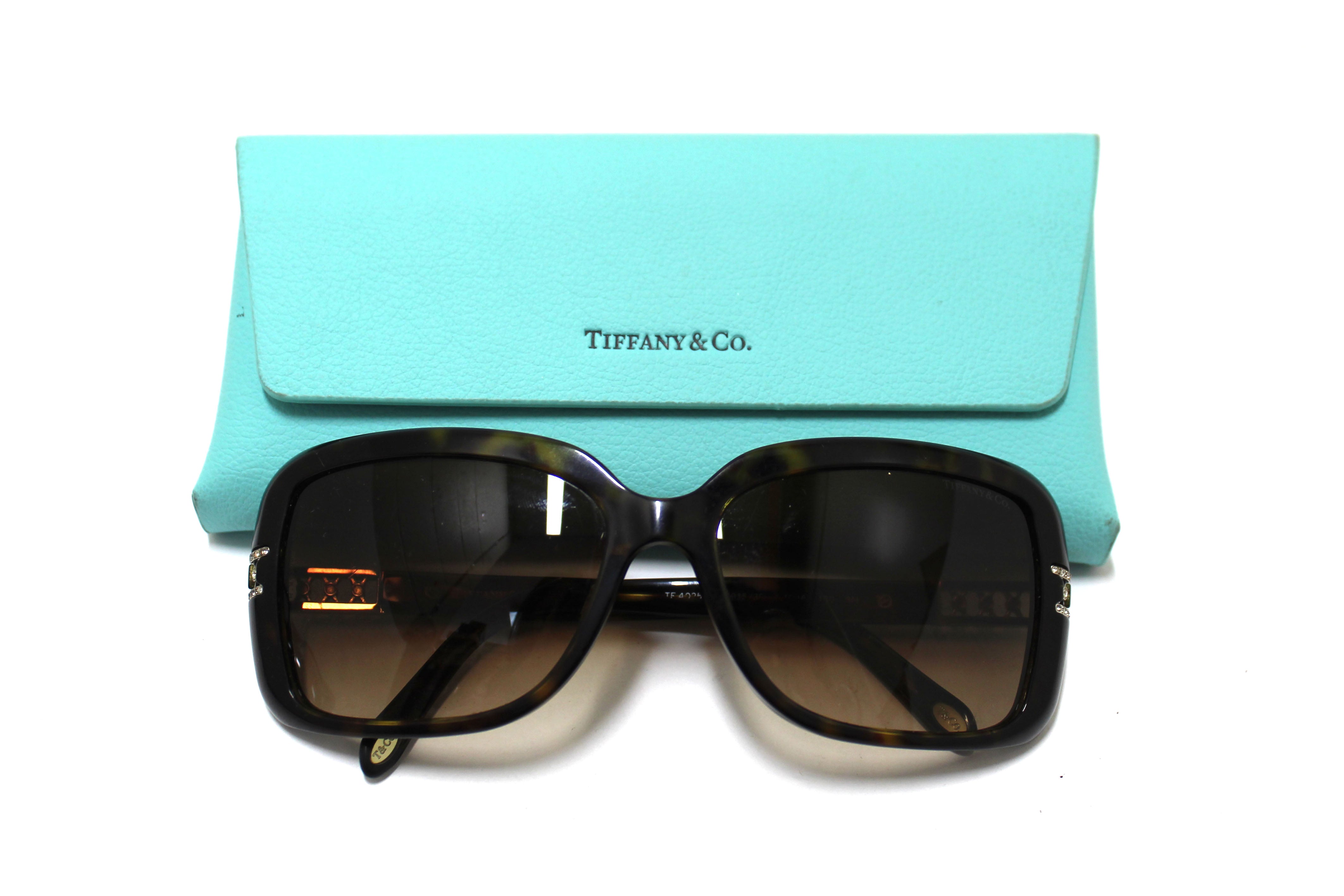 Authentic Tiffany & Co Brown Tortoise Shell Atlas Crystal Square Sunglasses