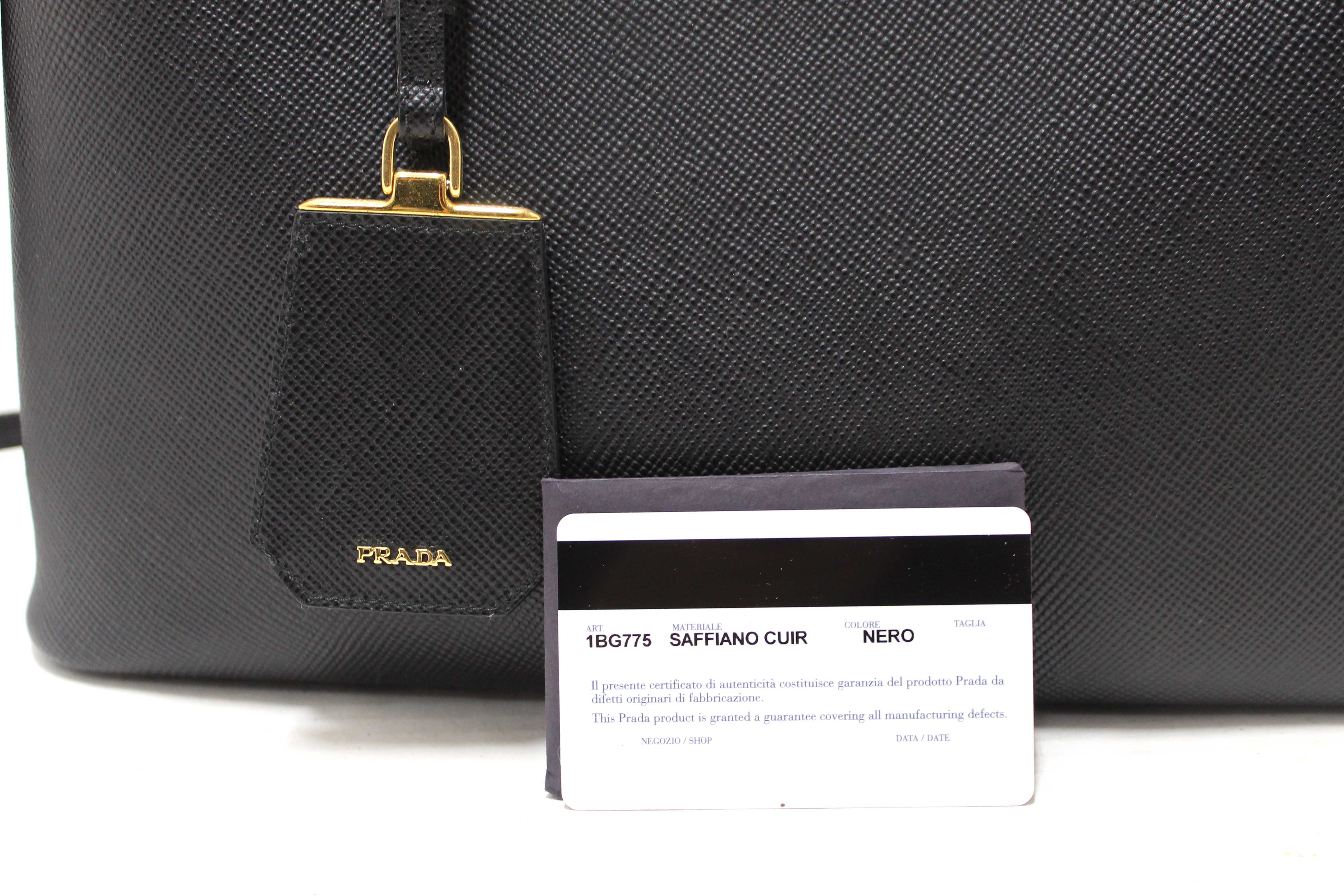 Authentic Prada Black Saffiano Leather Medium Double Bag